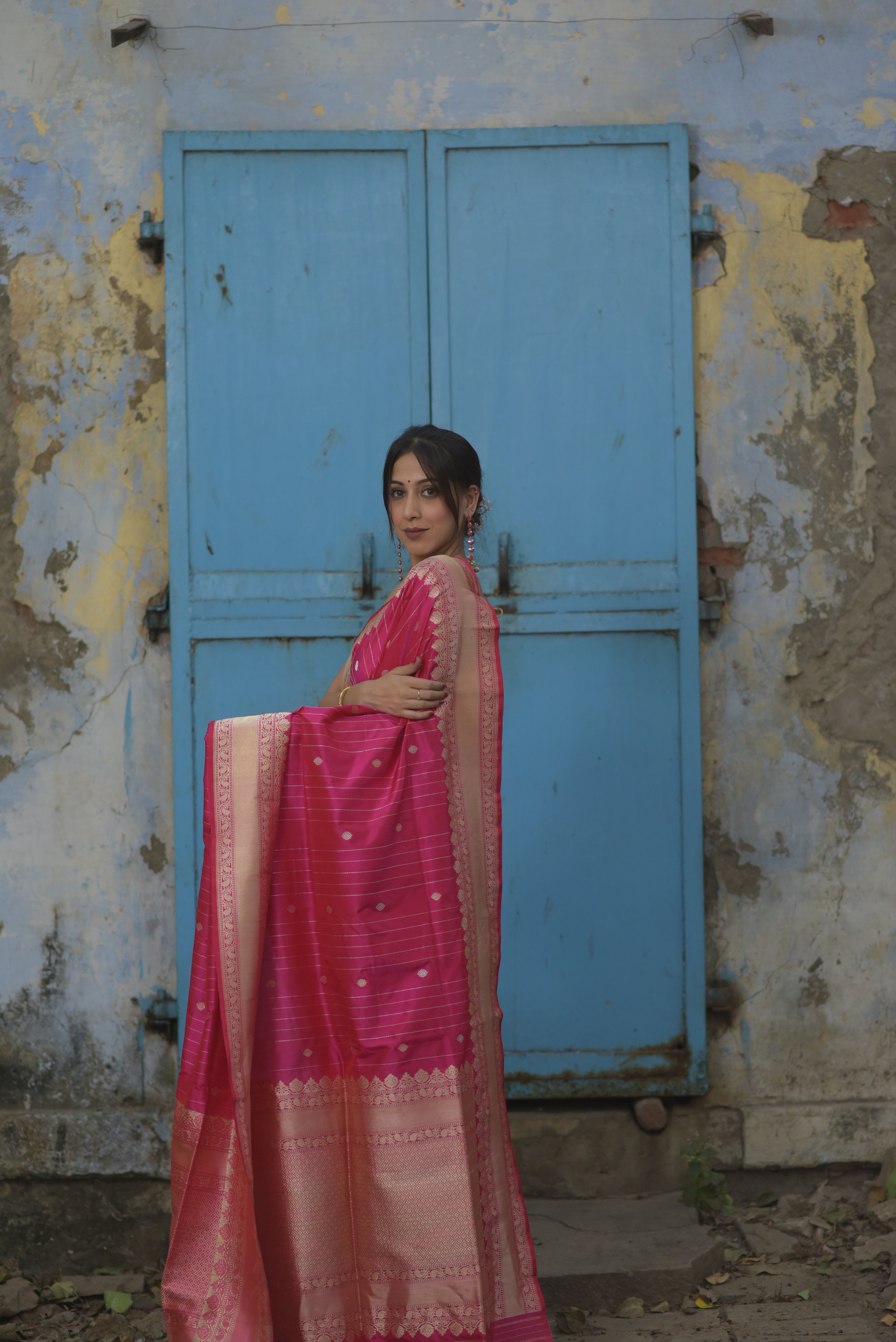Ruby Pink SonaRupa Pure Handwoven Banarasi Katan Silk Saree