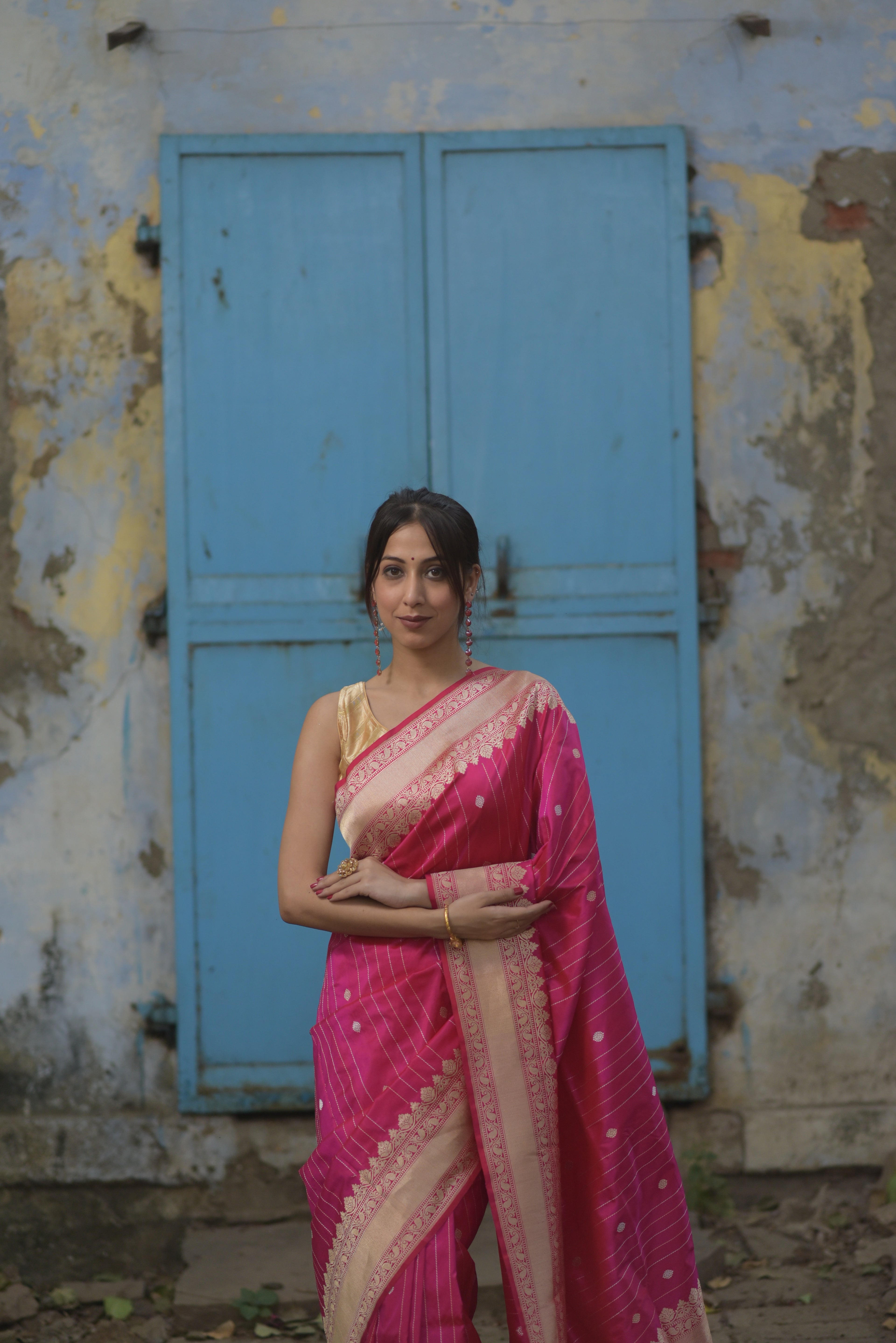 Ruby Pink SonaRupa Pure Handwoven Banarasi Katan Silk Saree