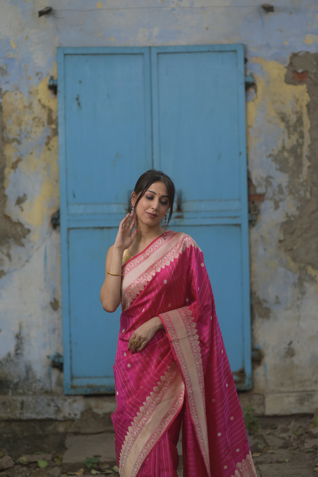 Ruby Pink SonaRupa Pure Handwoven Banarasi Katan Silk Saree