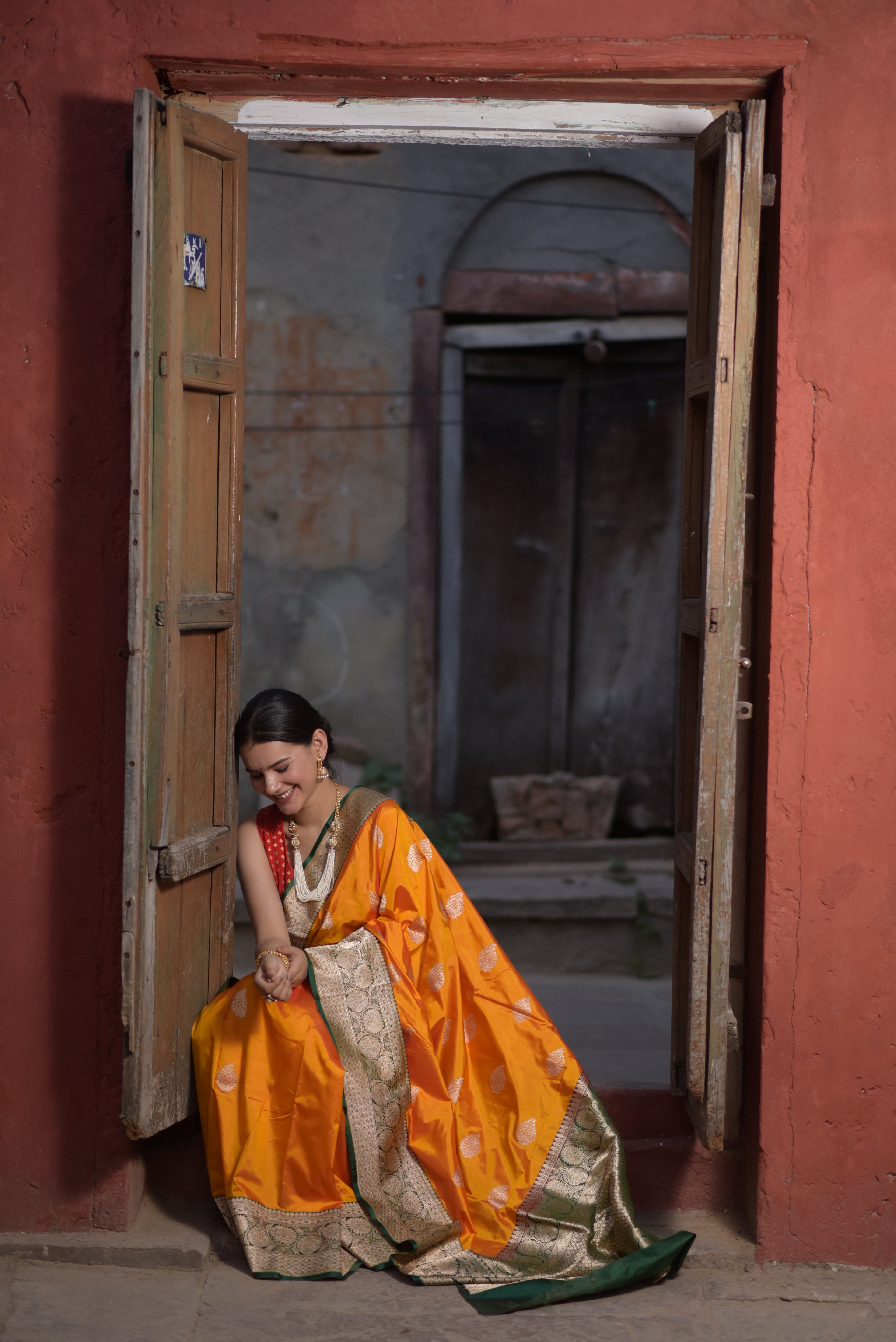 Goldenrod Pure Handwoven Banarasi Katan Silk Saree