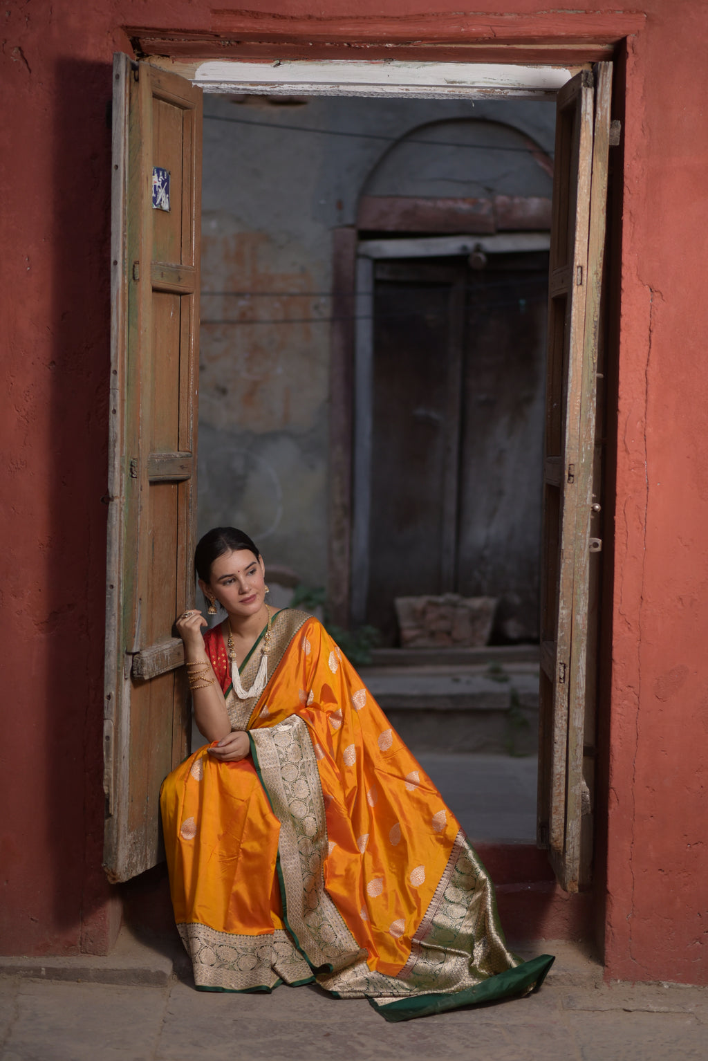 Goldenrod Pure Handwoven Banarasi Katan Silk Saree