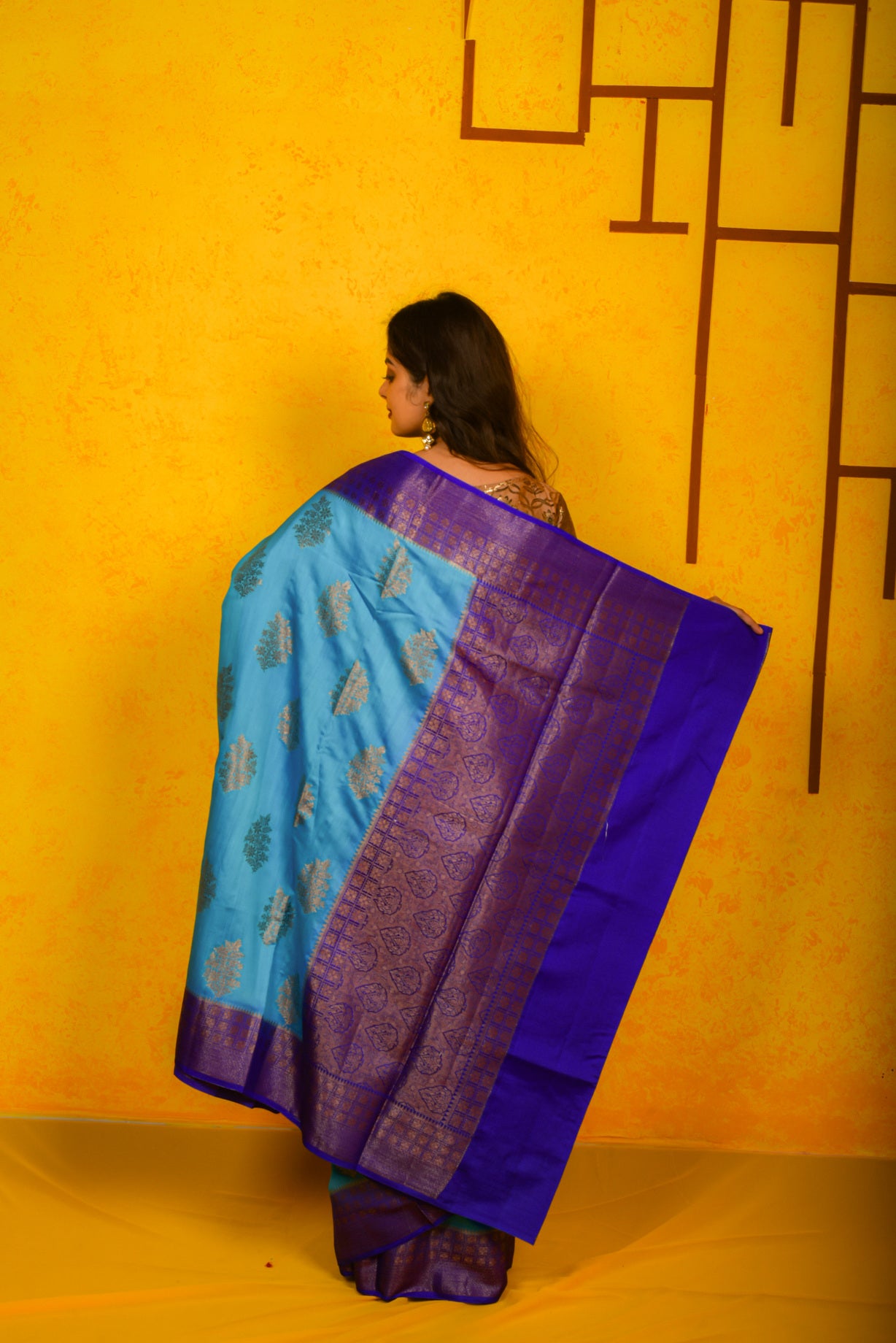 Blue Chinia Silk Handwoven Banaras Saree