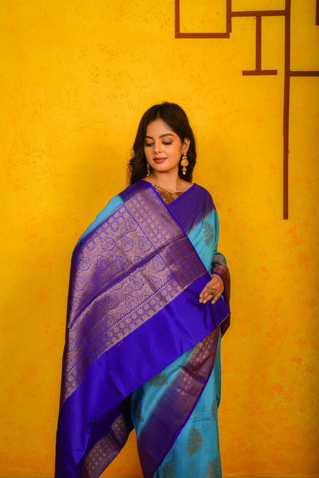 Blue Chinia Silk Handwoven Banaras Saree