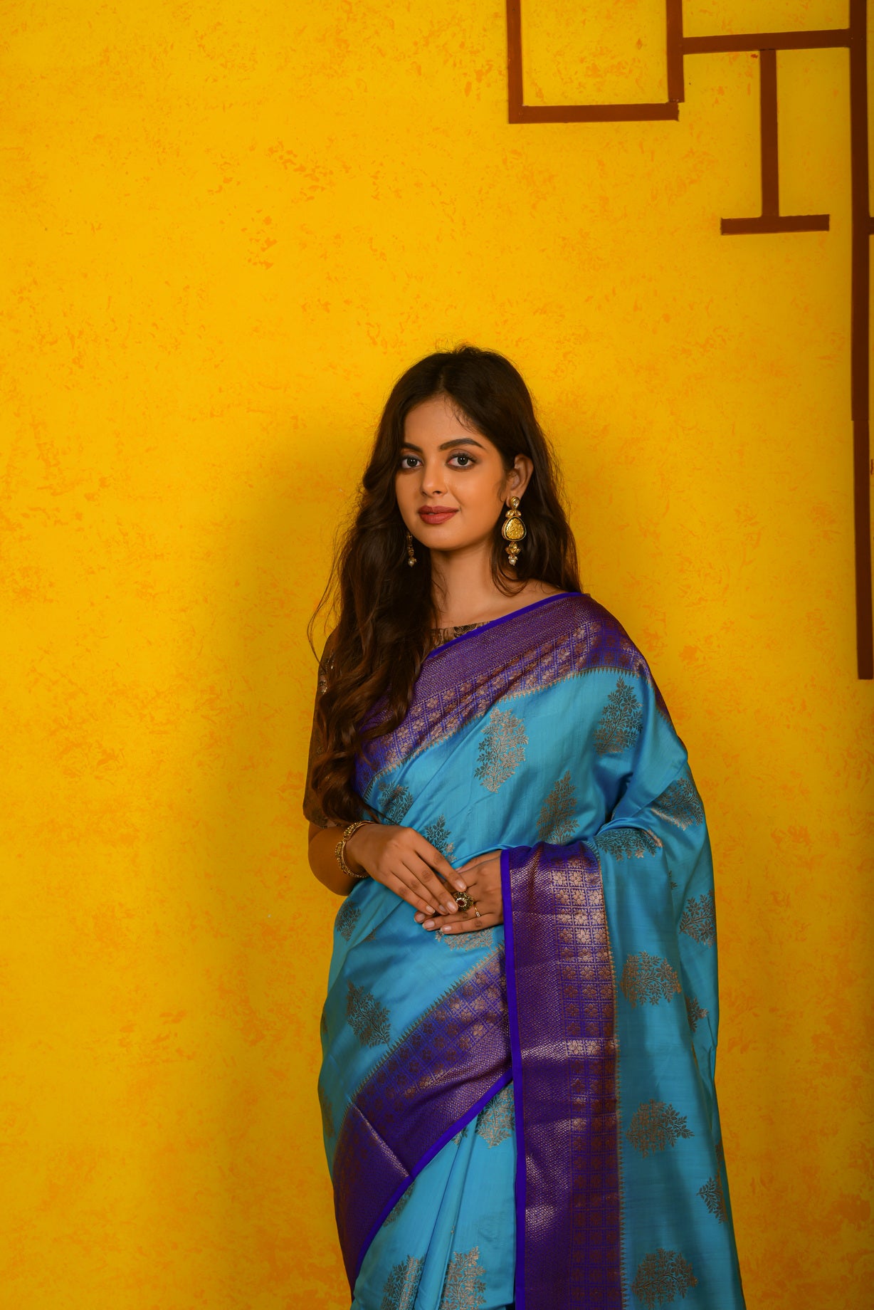 Blue Chinia Silk Handwoven Banaras Saree