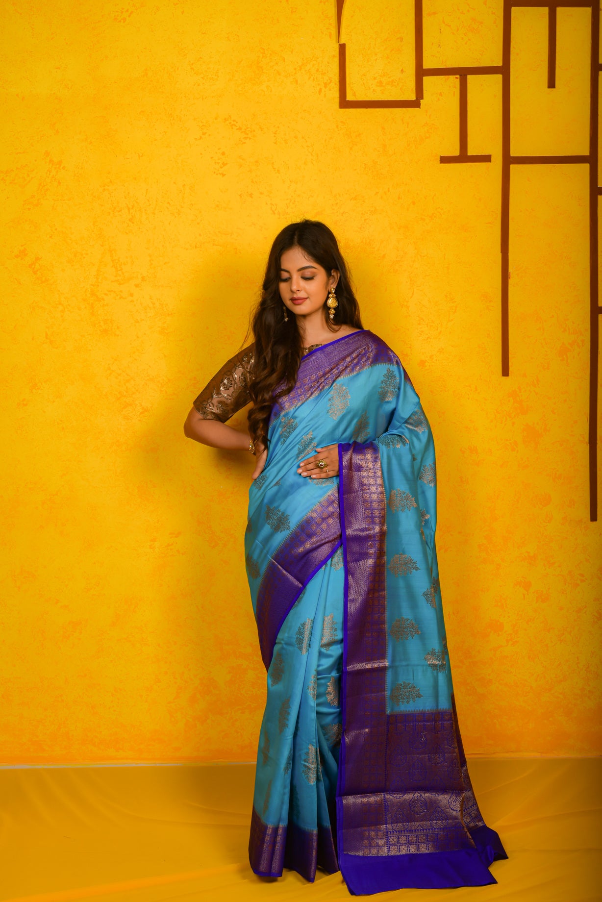 Blue Chinia Silk Handwoven Banaras Saree