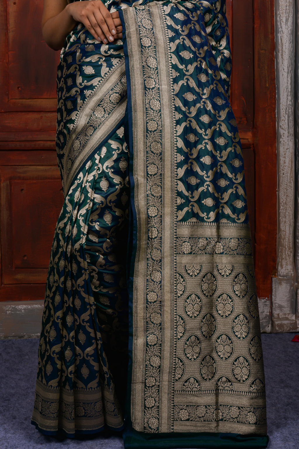 Deep Green  Katan Silk Handwoven Banaras Saree