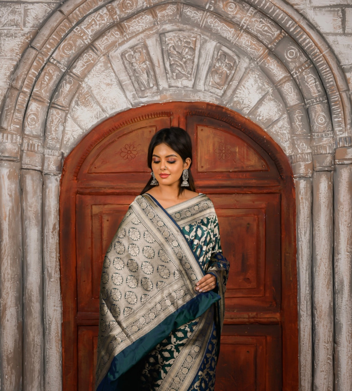 Deep Green  Katan Silk Handwoven Banaras Saree