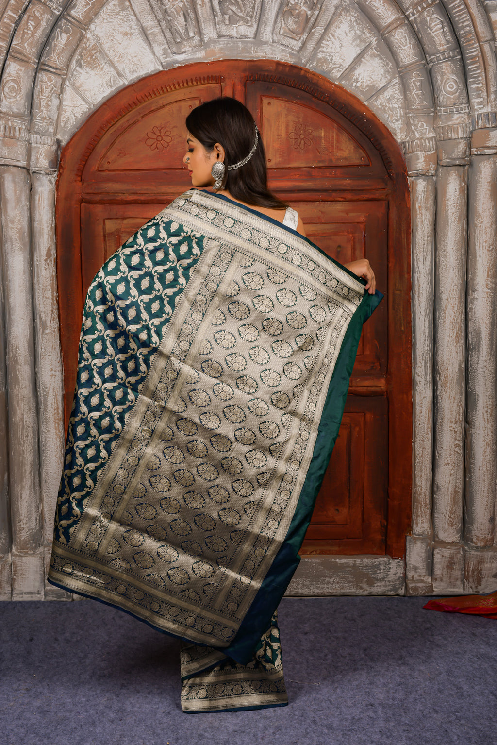 Deep Green  Katan Silk Handwoven Banaras Saree