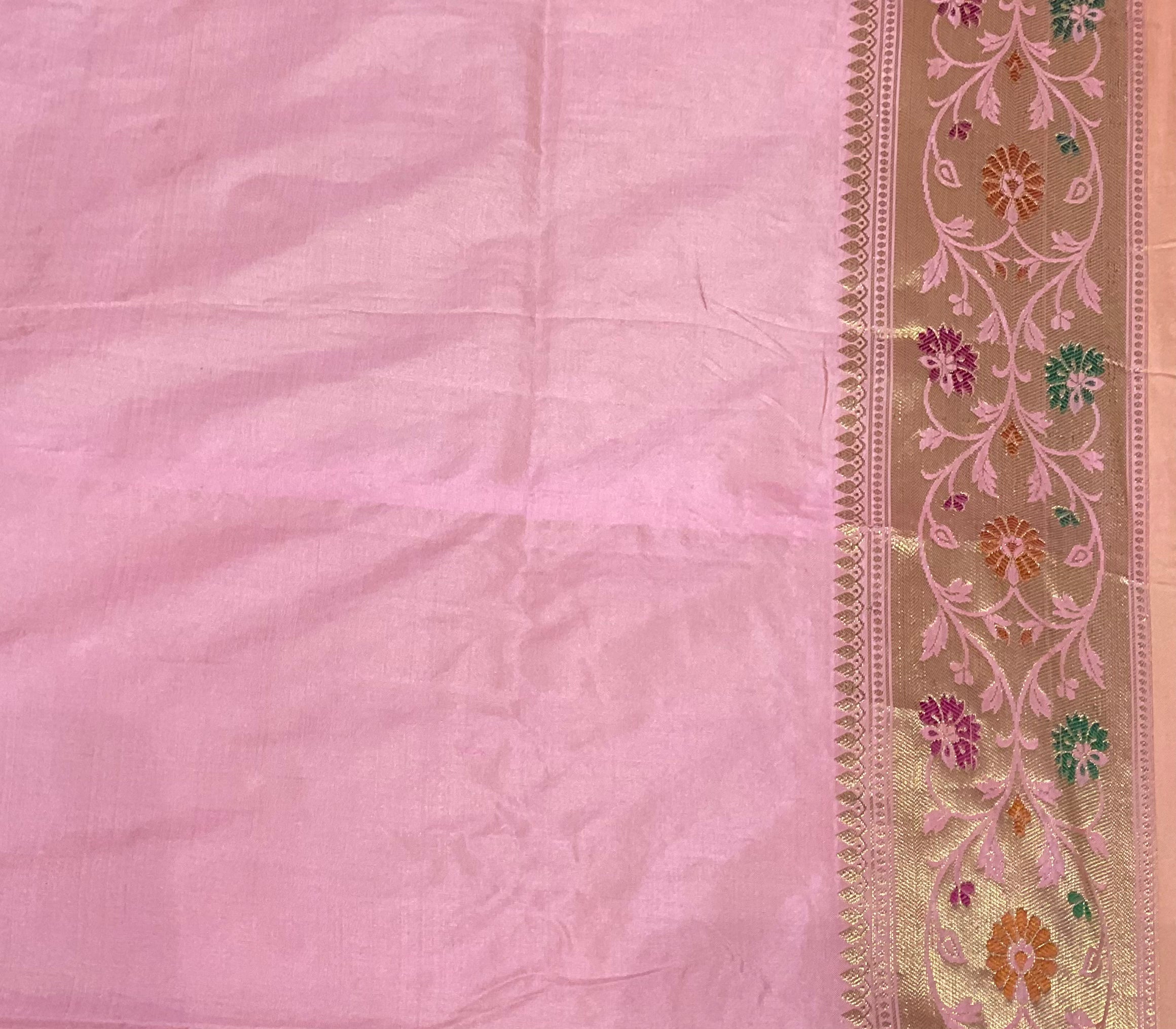 Baby Pink  Katan Silk Handwoven Banaras Saree