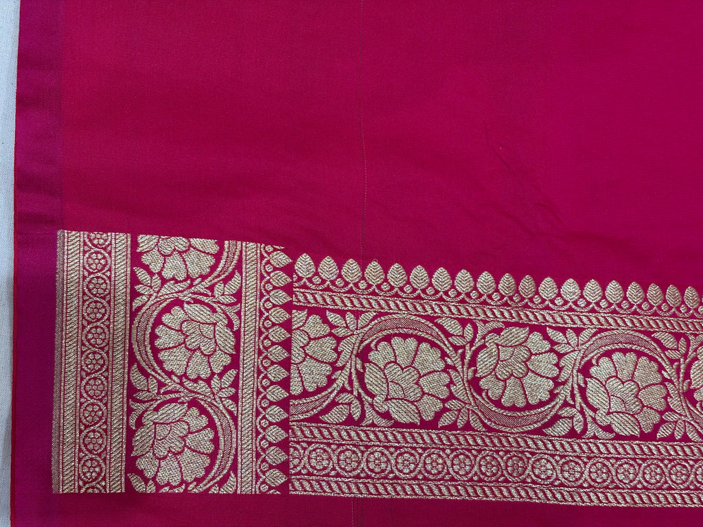 Deep Magenta Banarasi Mashru Katan Silk Saree