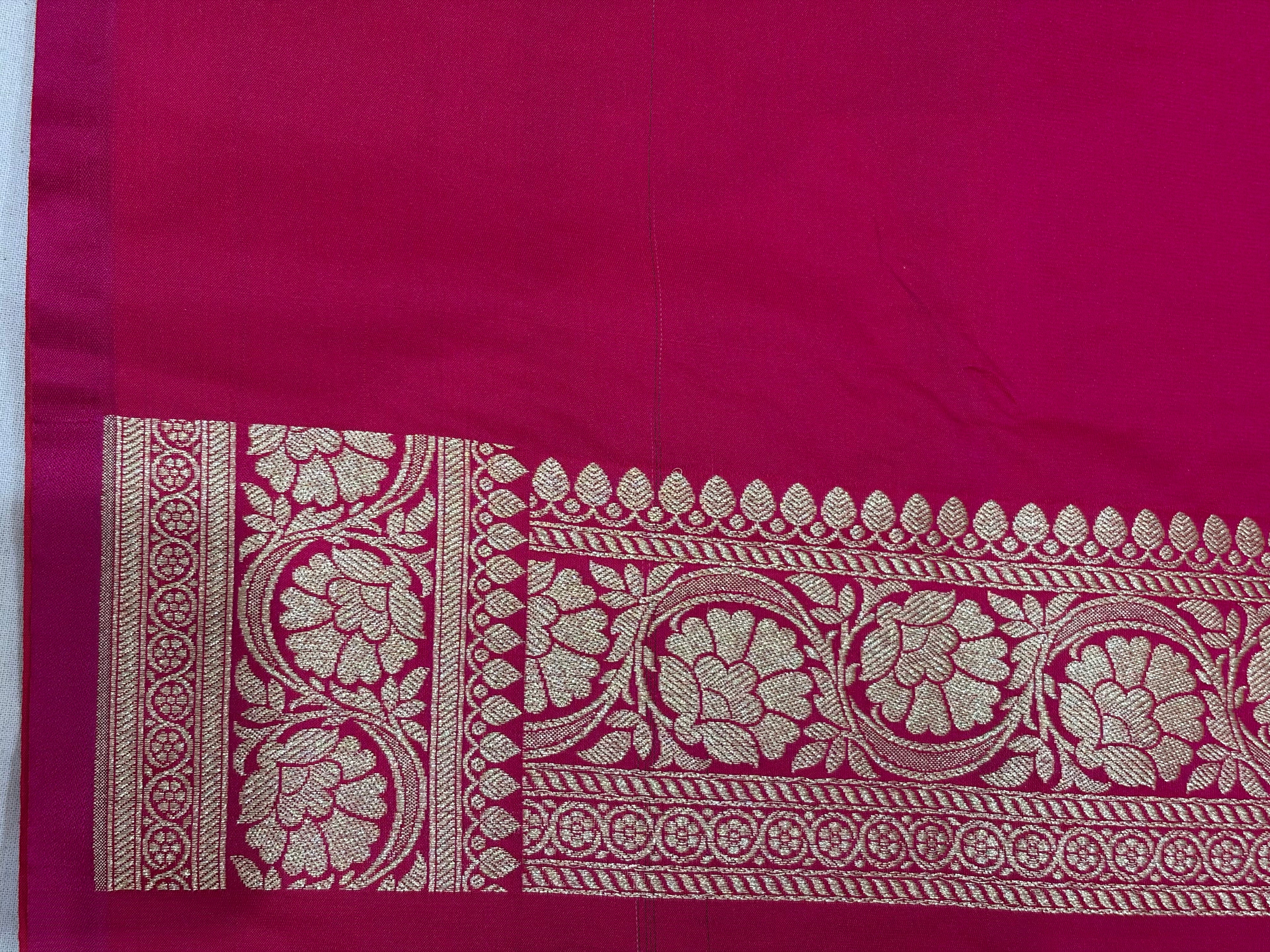 Deep Magenta Banarasi Mashru Katan Silk Saree