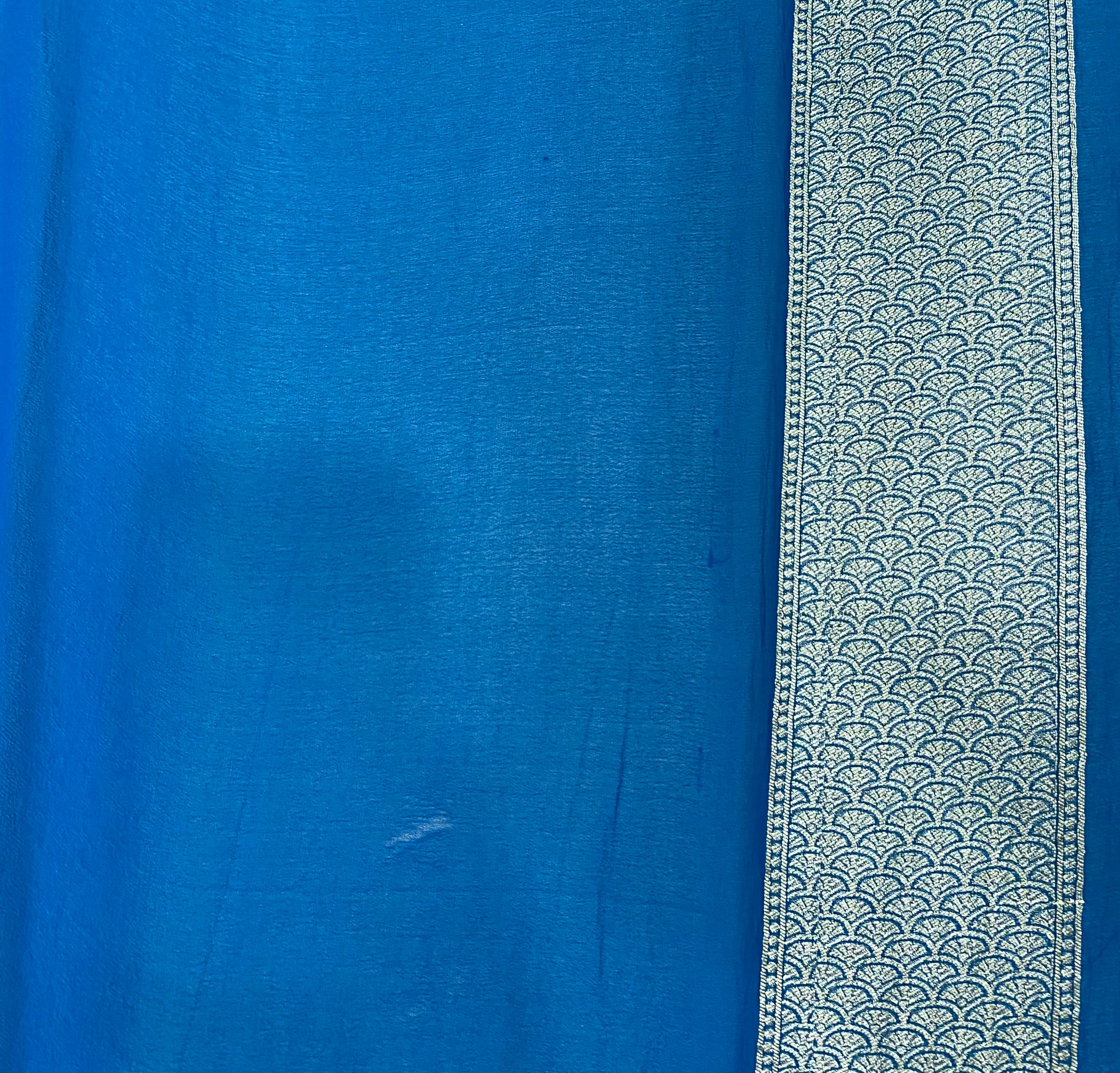 Navy Blue Khaddi Chiffon Handwoven Banaras Saree