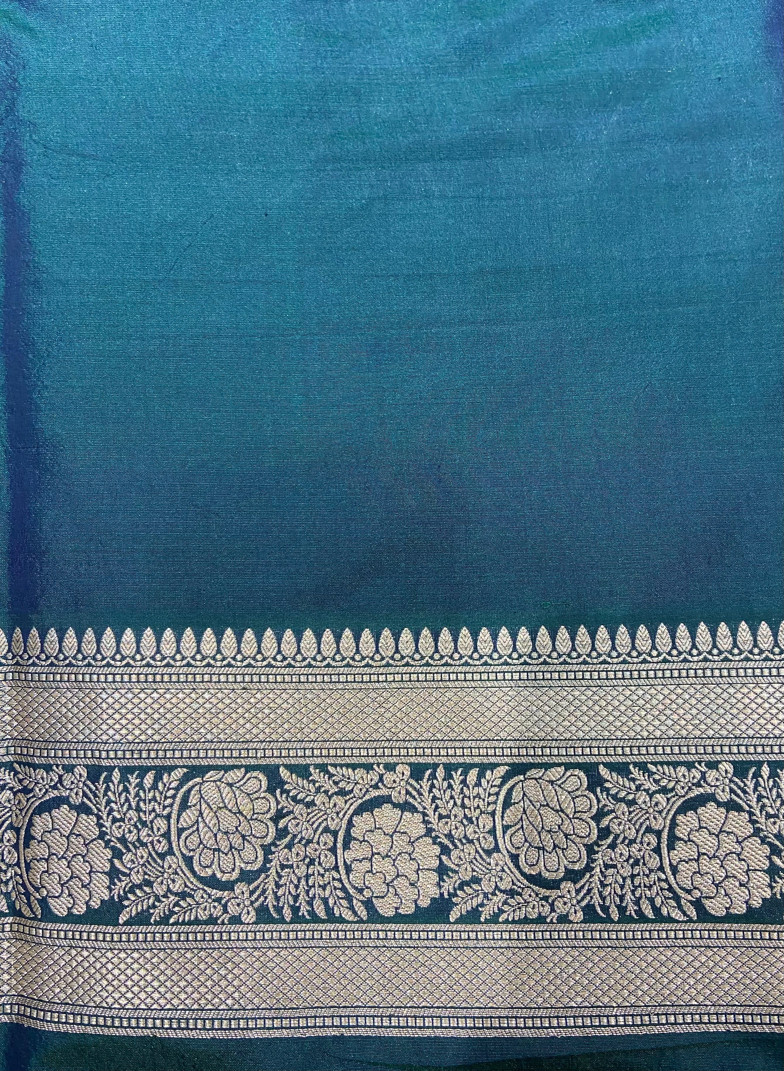Deep Green  Katan Silk Handwoven Banaras Saree