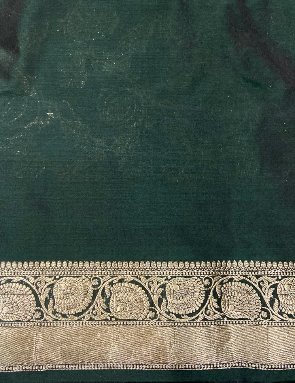 Deep Green Katan Silk Handwoven Banaras Saree