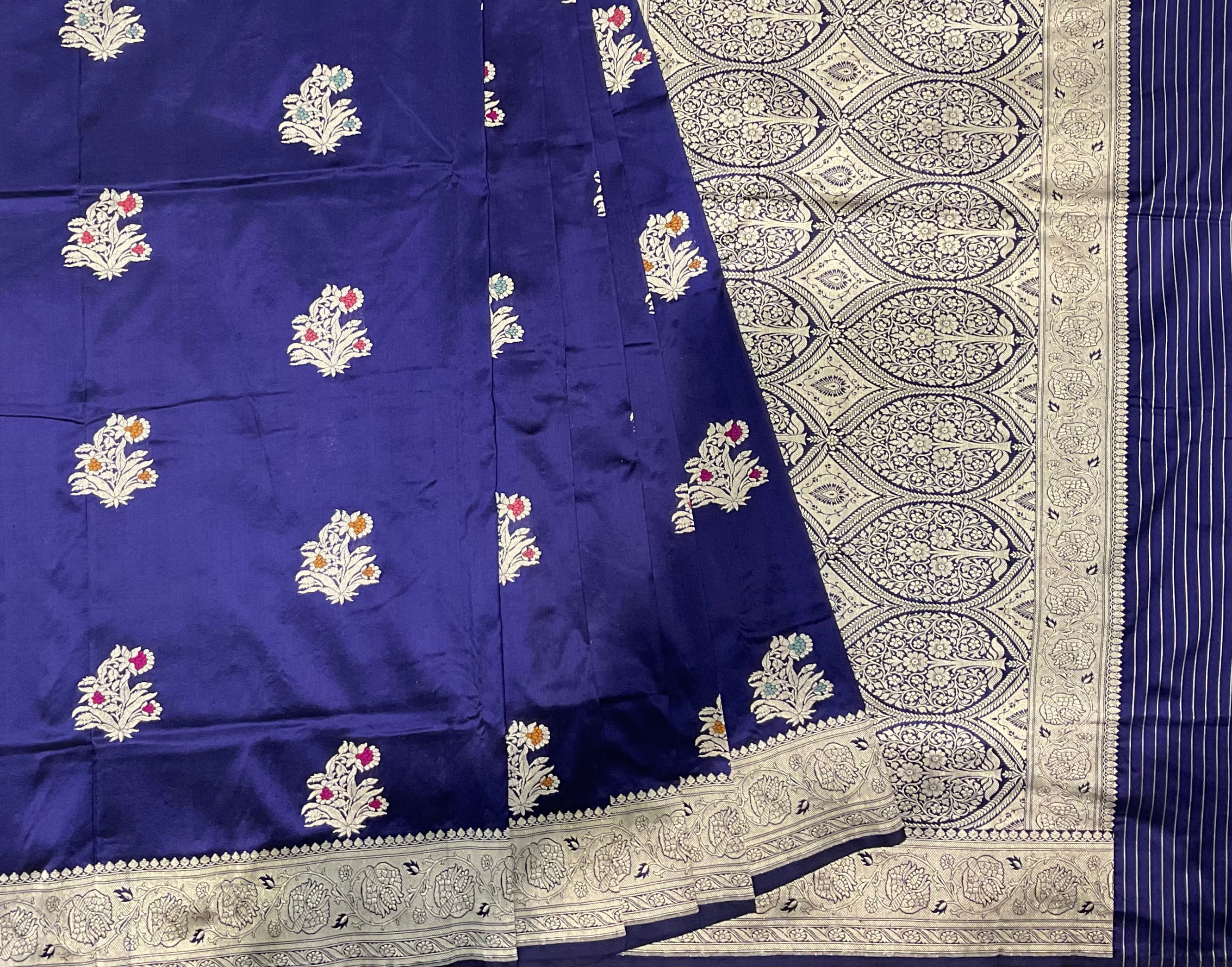 Royal  Blue Katan Silk Handwoven Banaras Saree