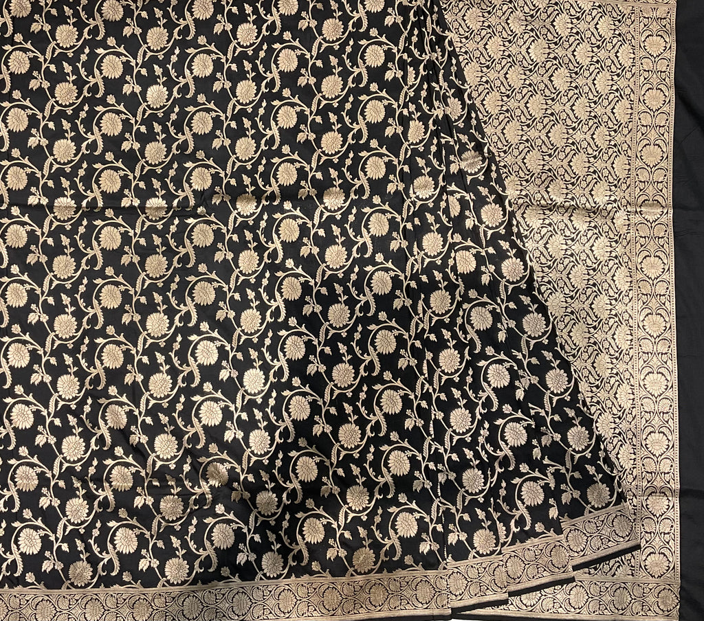 Black  Katan Silk Handwoven Banaras Saree