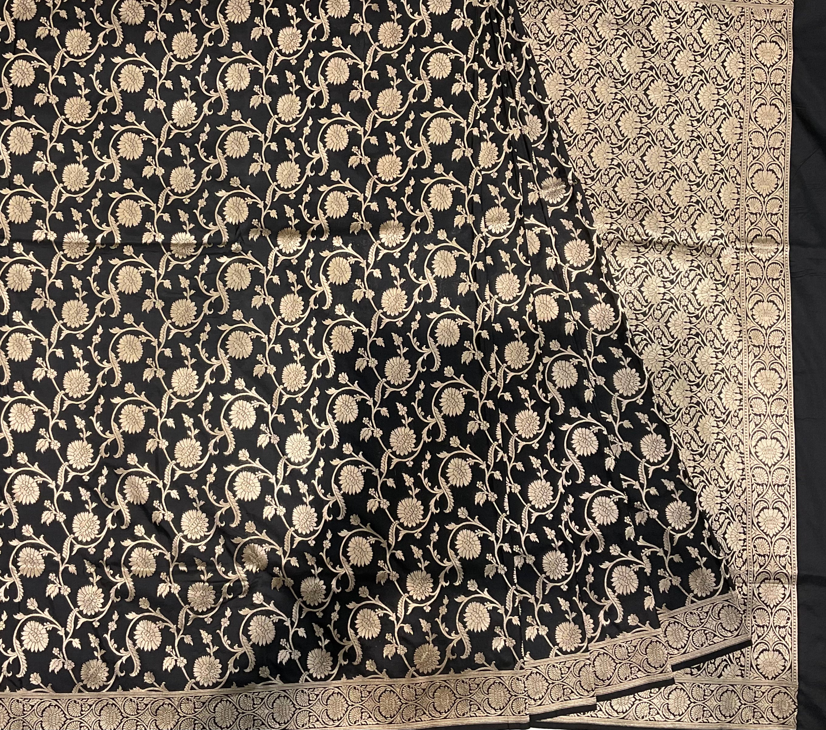 Black  Katan Silk Handwoven Banaras Saree