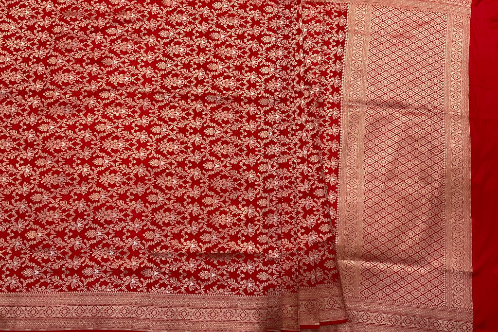 Red Katan Silk Handwoven Banaras Saree