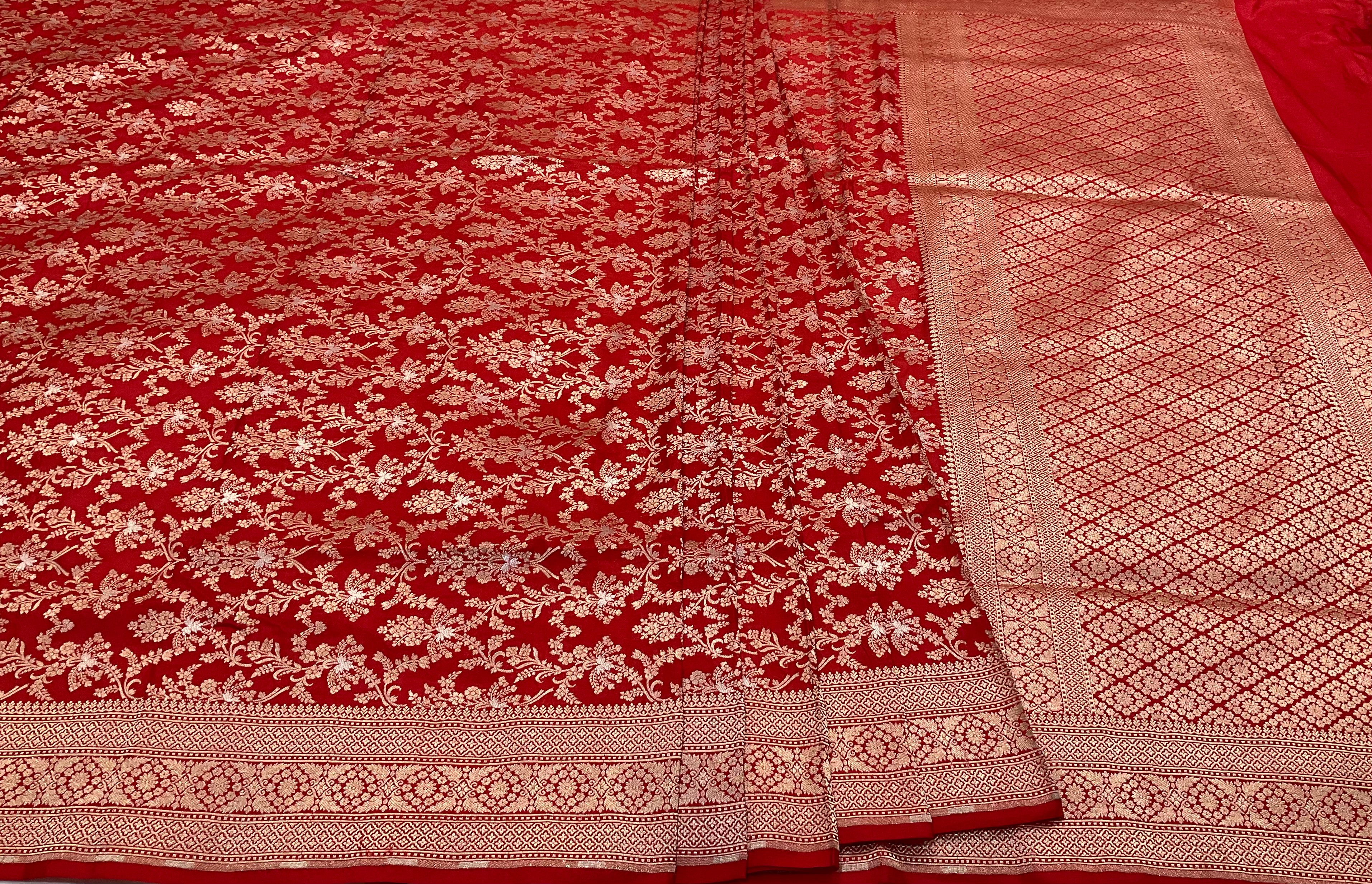 Red Katan Silk Handwoven Banaras Saree