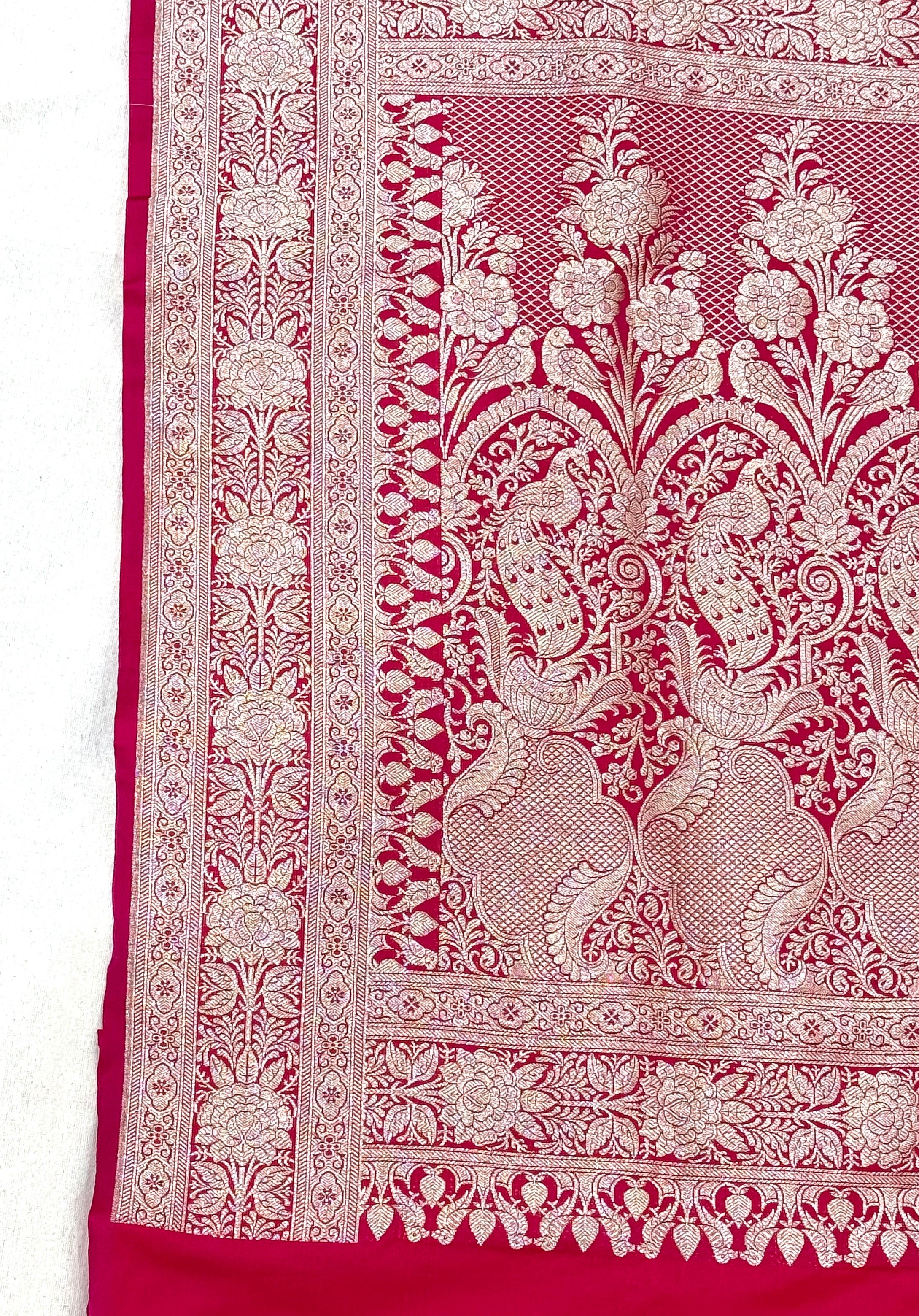 Handwoven Red Banarasi Ahinsa Silk Saree