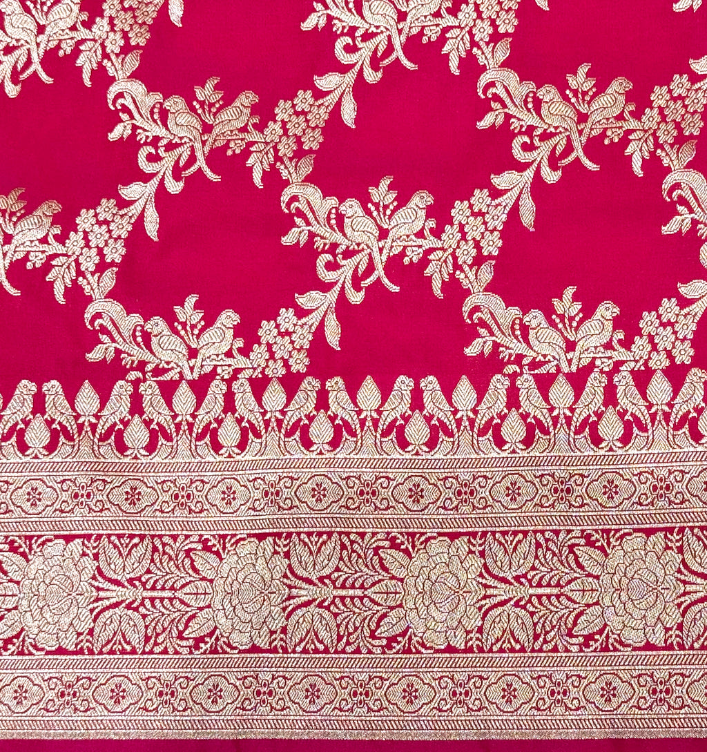 Handwoven Red Banarasi Ahinsa Silk Saree