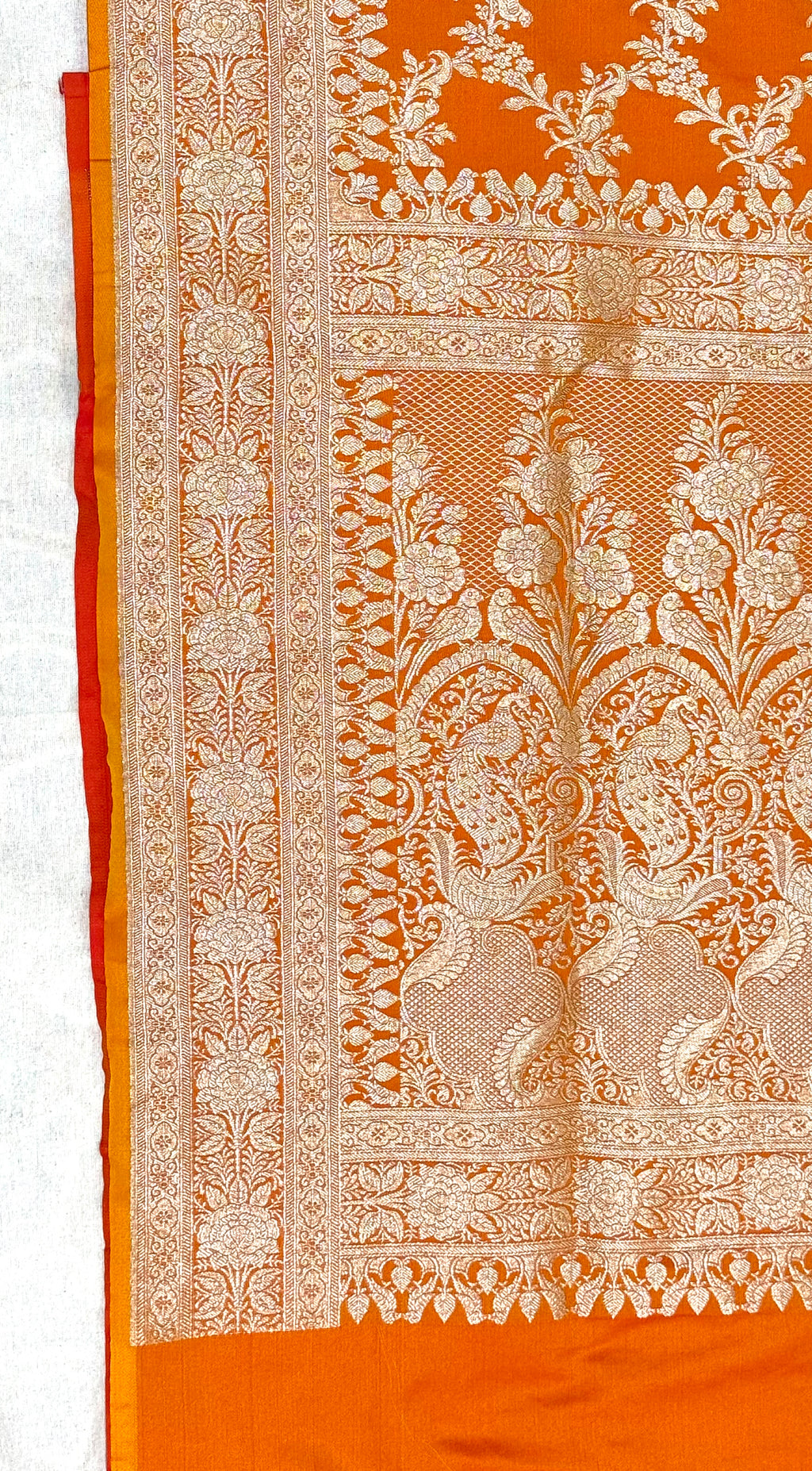 Handwoven Orange Banarasi Ahinsa Silk Saree