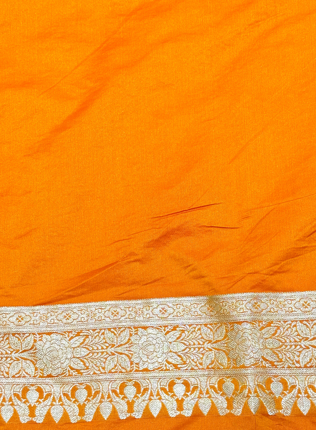 Handwoven Orange Banarasi Ahinsa Silk Saree
