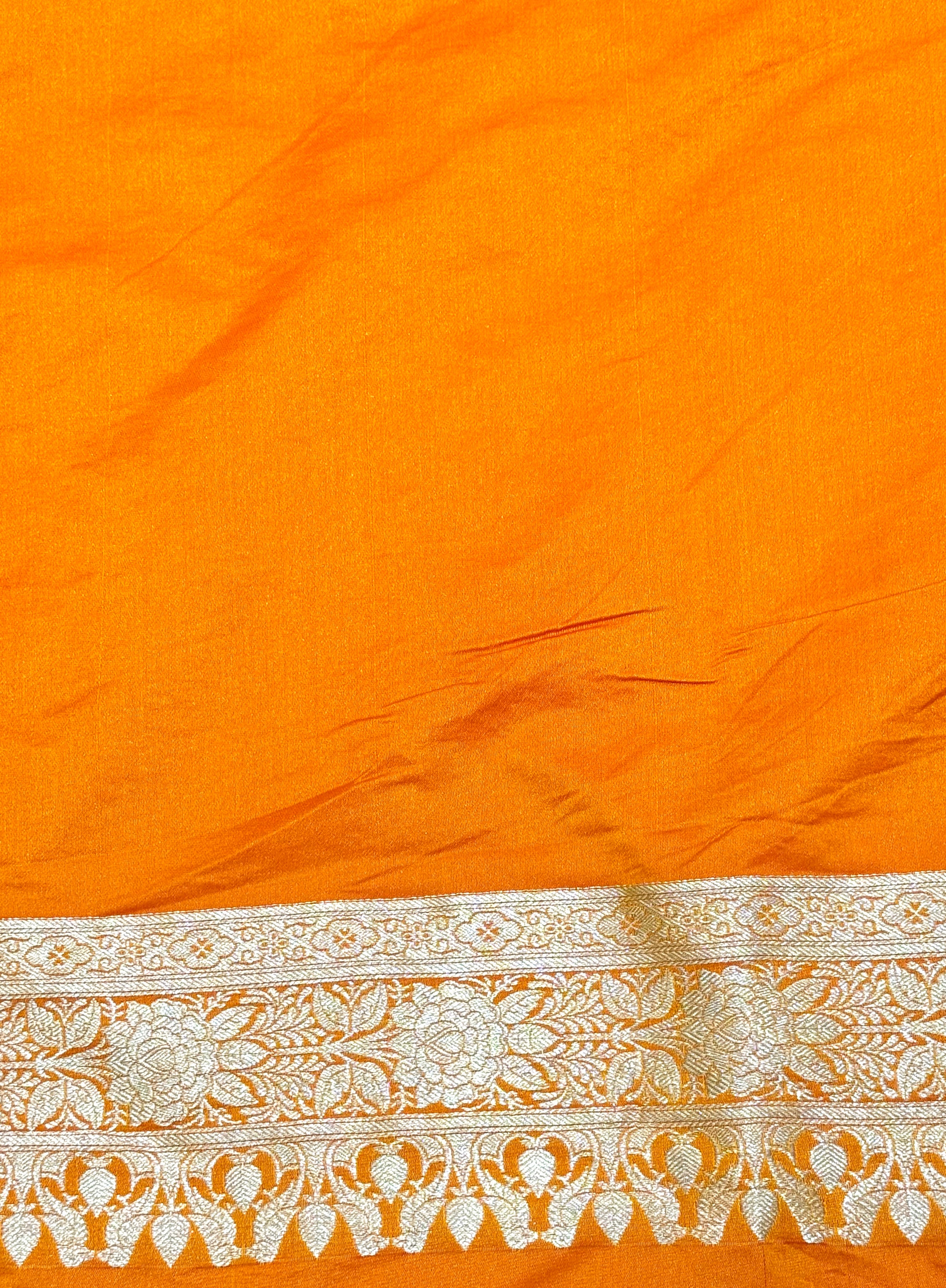 Handwoven Orange Banarasi Ahinsa Silk Saree