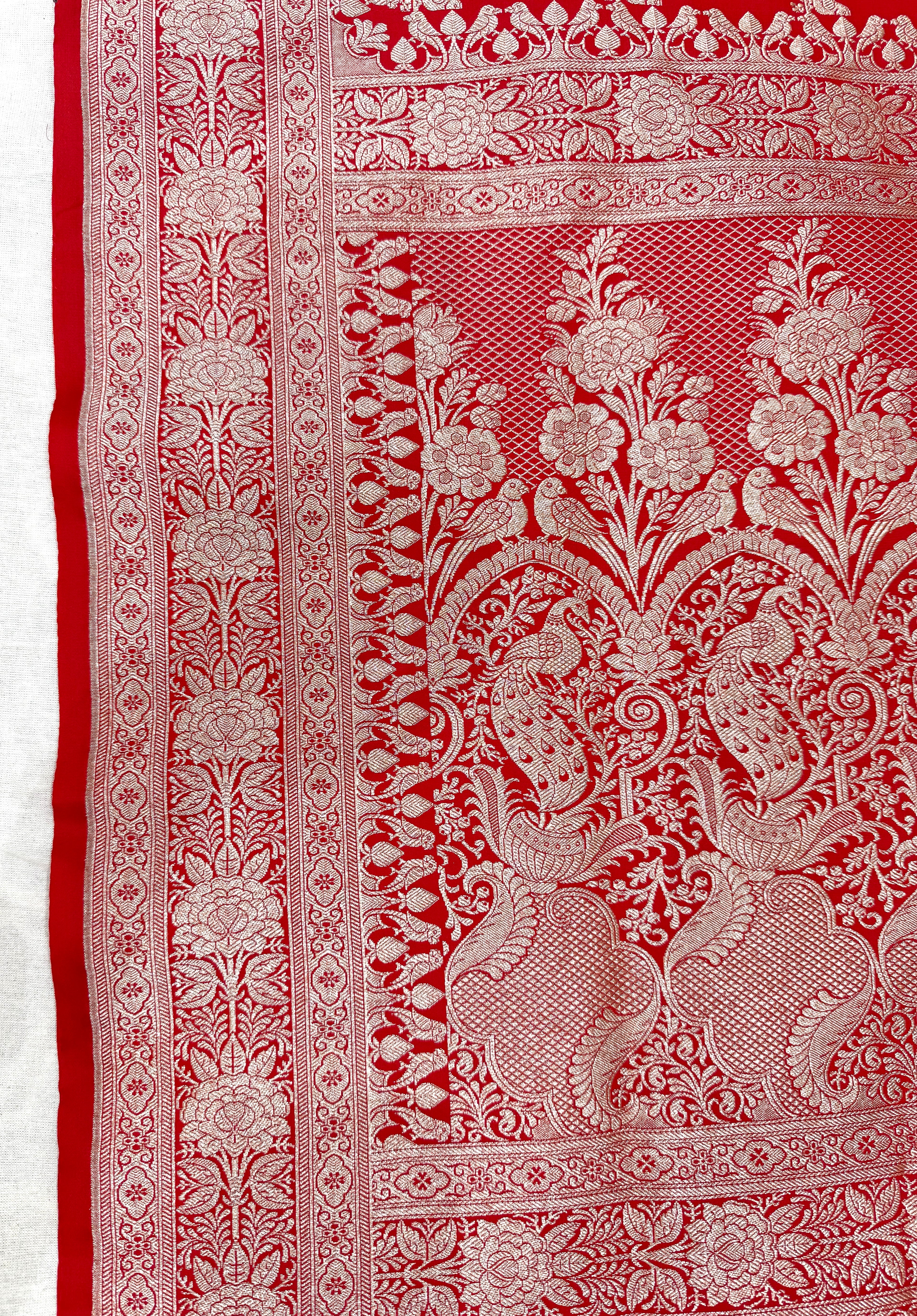 Handwoven Red Banarasi Ahinsa Silk saree