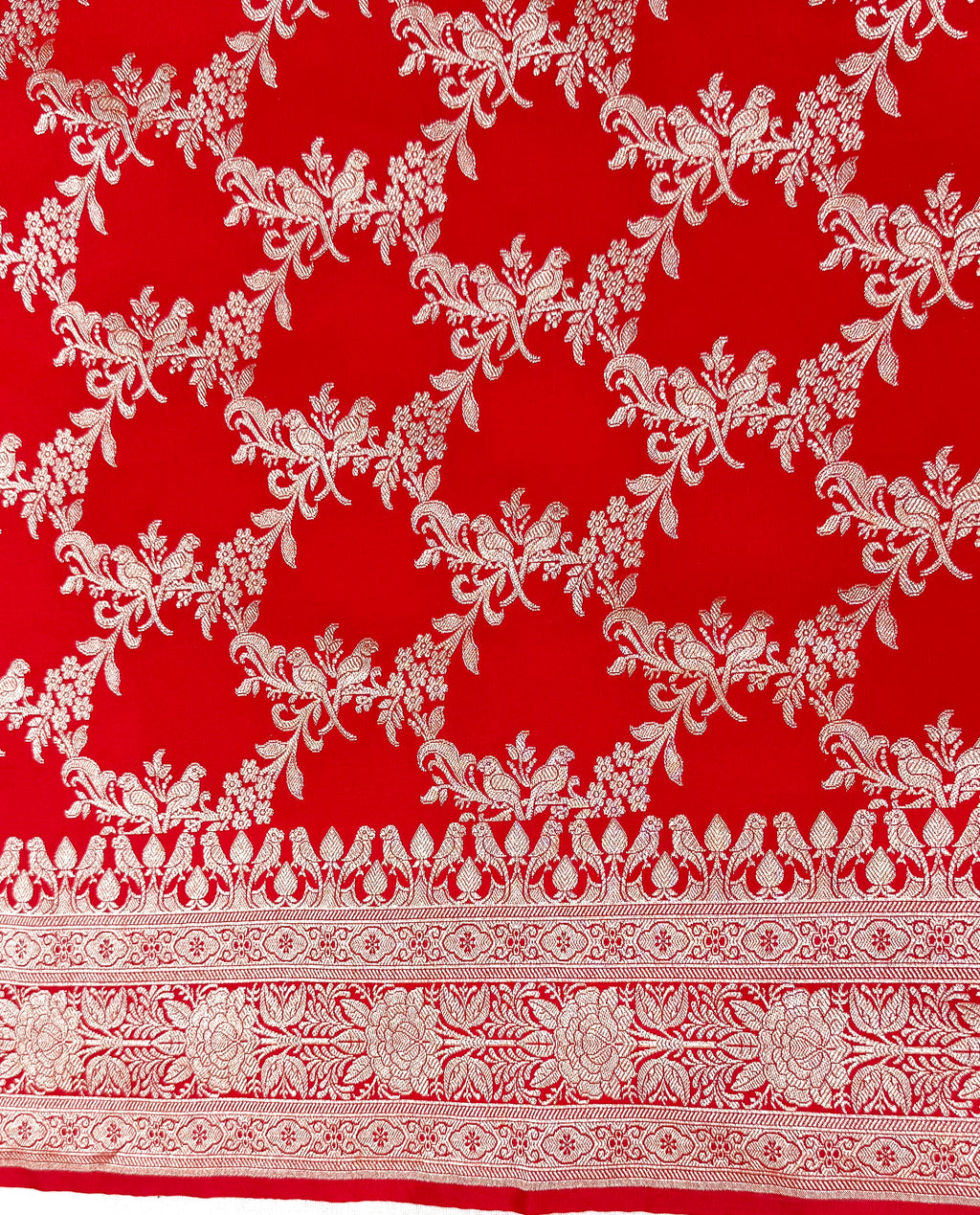 Handwoven Red Banarasi Ahinsa Silk saree