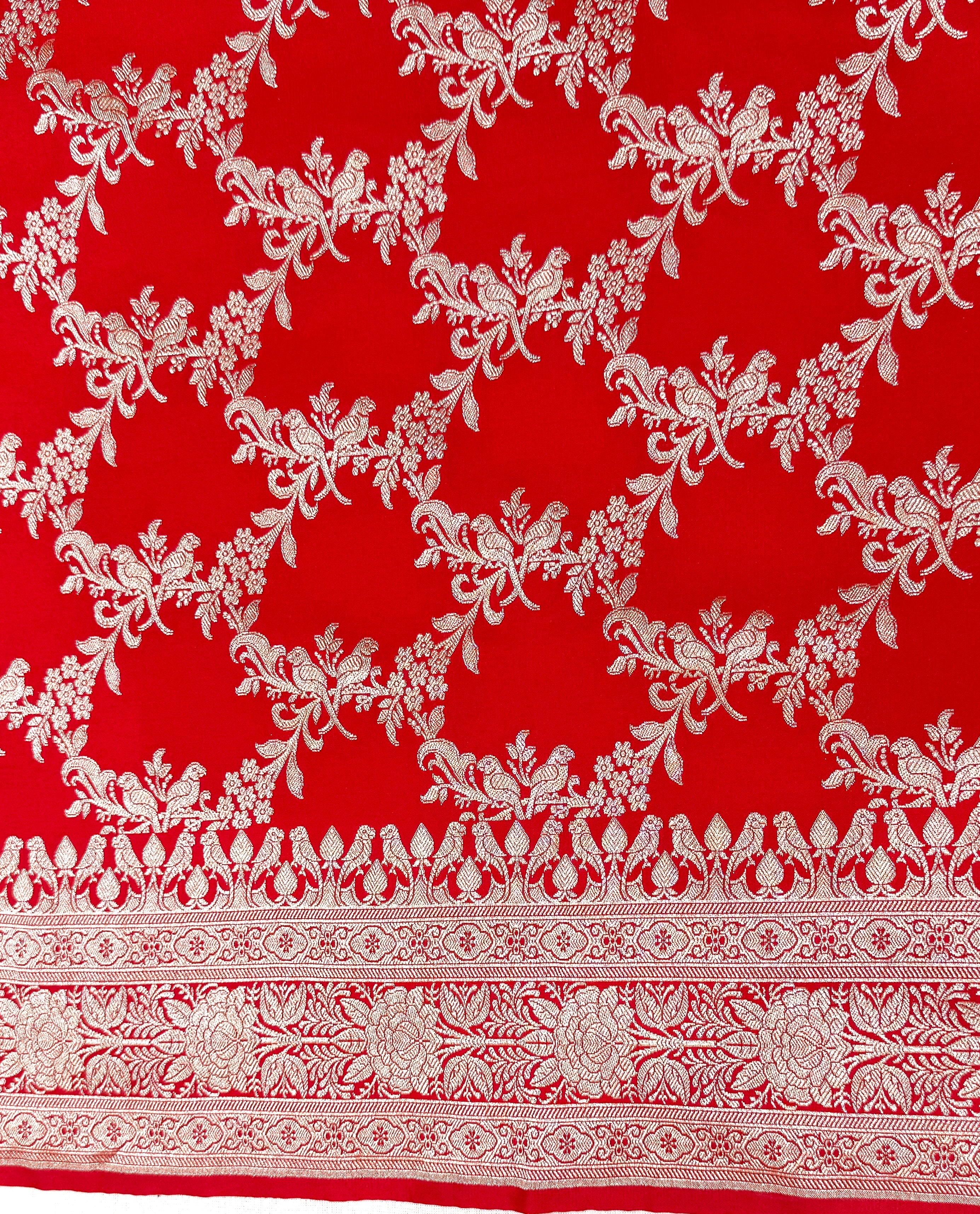 Handwoven Red Banarasi Ahinsa Silk saree