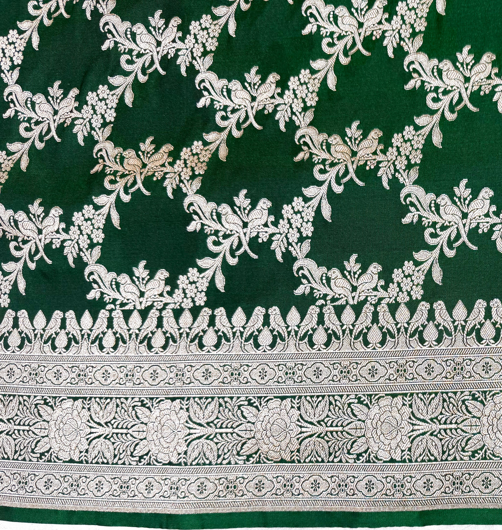 Handwoven Green Banarasi Ahinsa Silk Saree