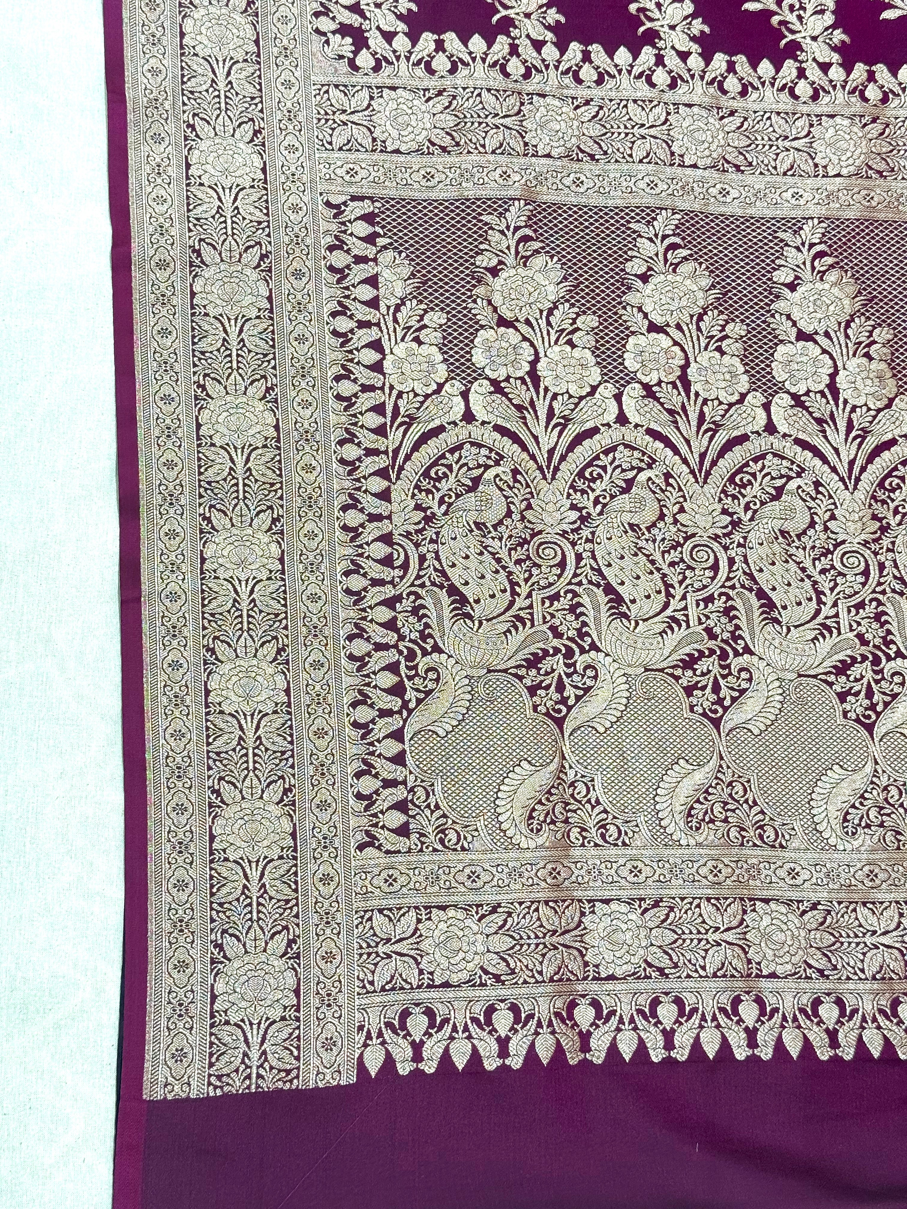 Handwoven Purple Banarasi Ahinsa Silk saree