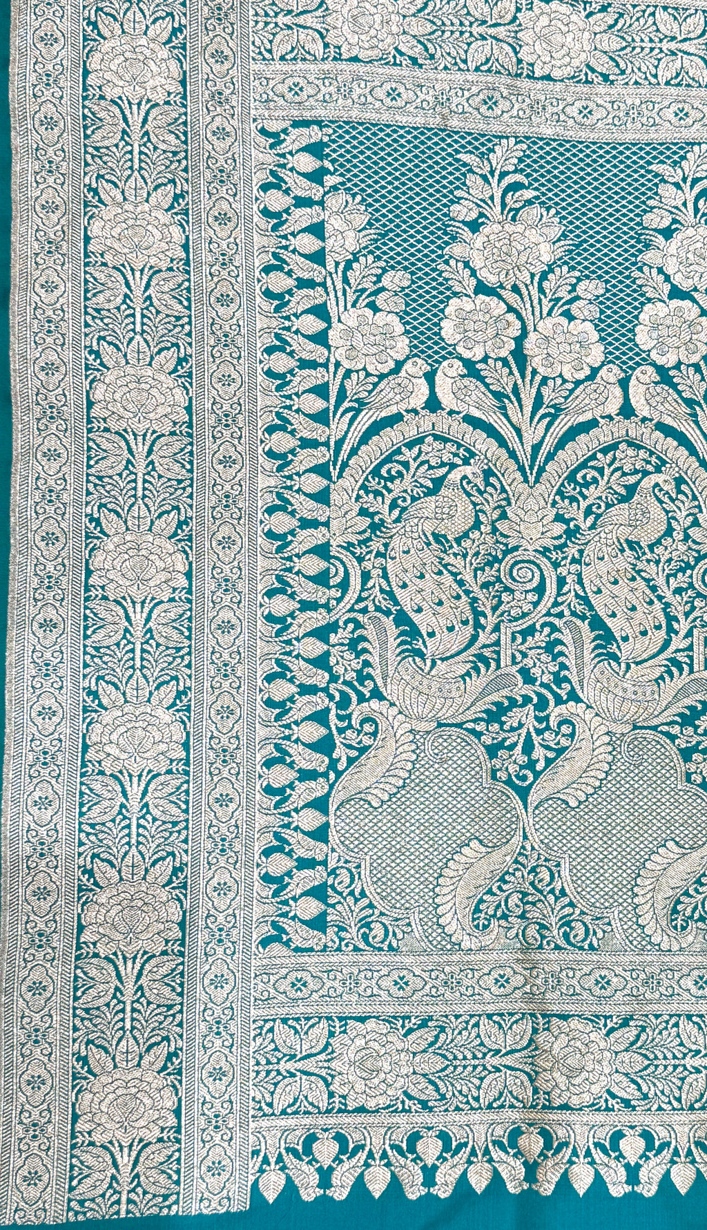 Handwoven Turquoise Banarasi Ahinsa Silk saree
