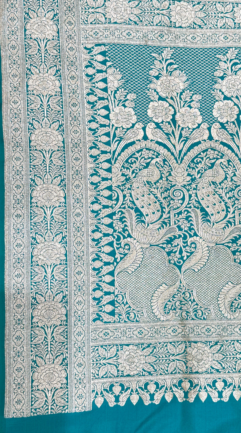 Handwoven Sea Green Banarasi Ahinsa Silk Saree
