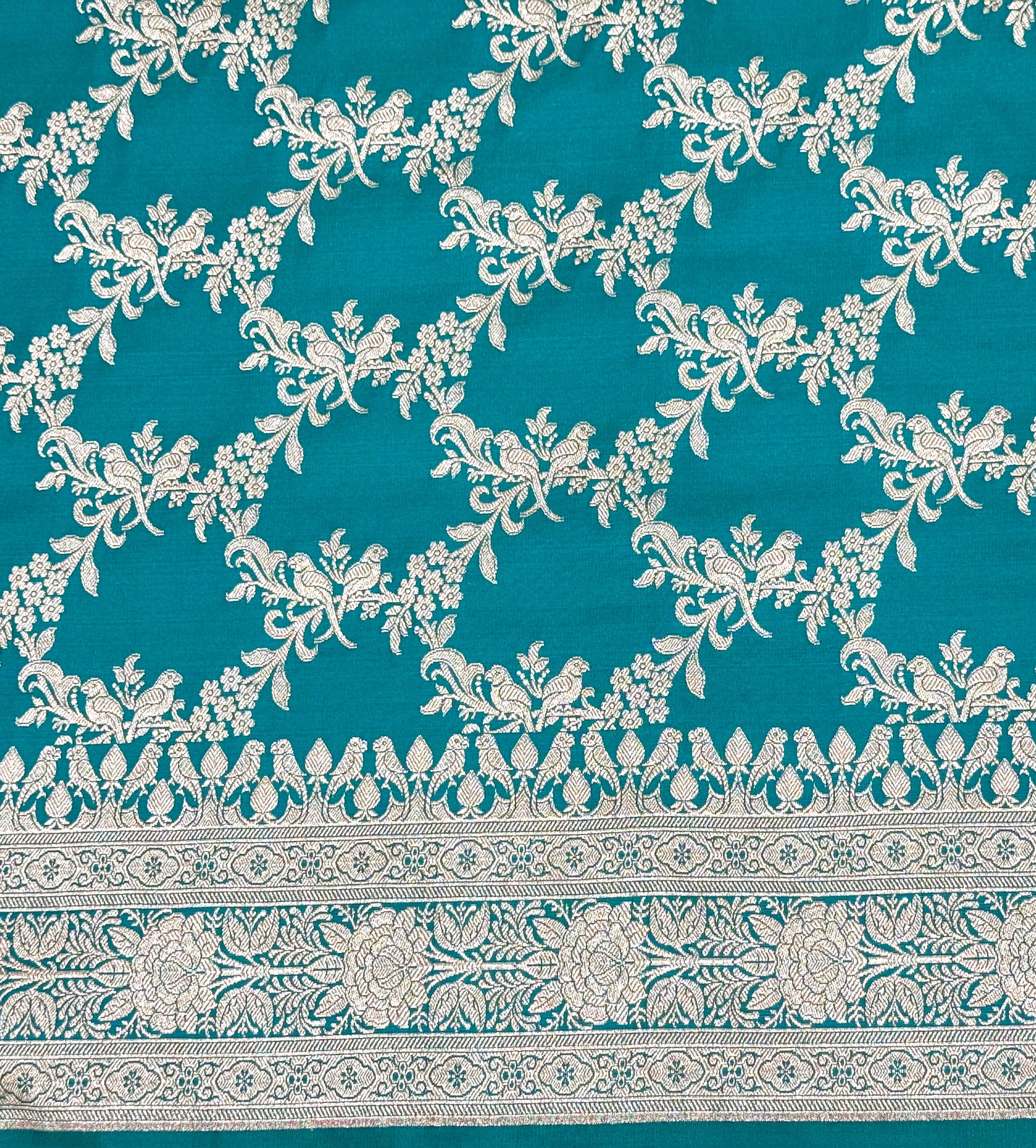 Handwoven Sea Green Banarasi Ahinsa Silk Saree