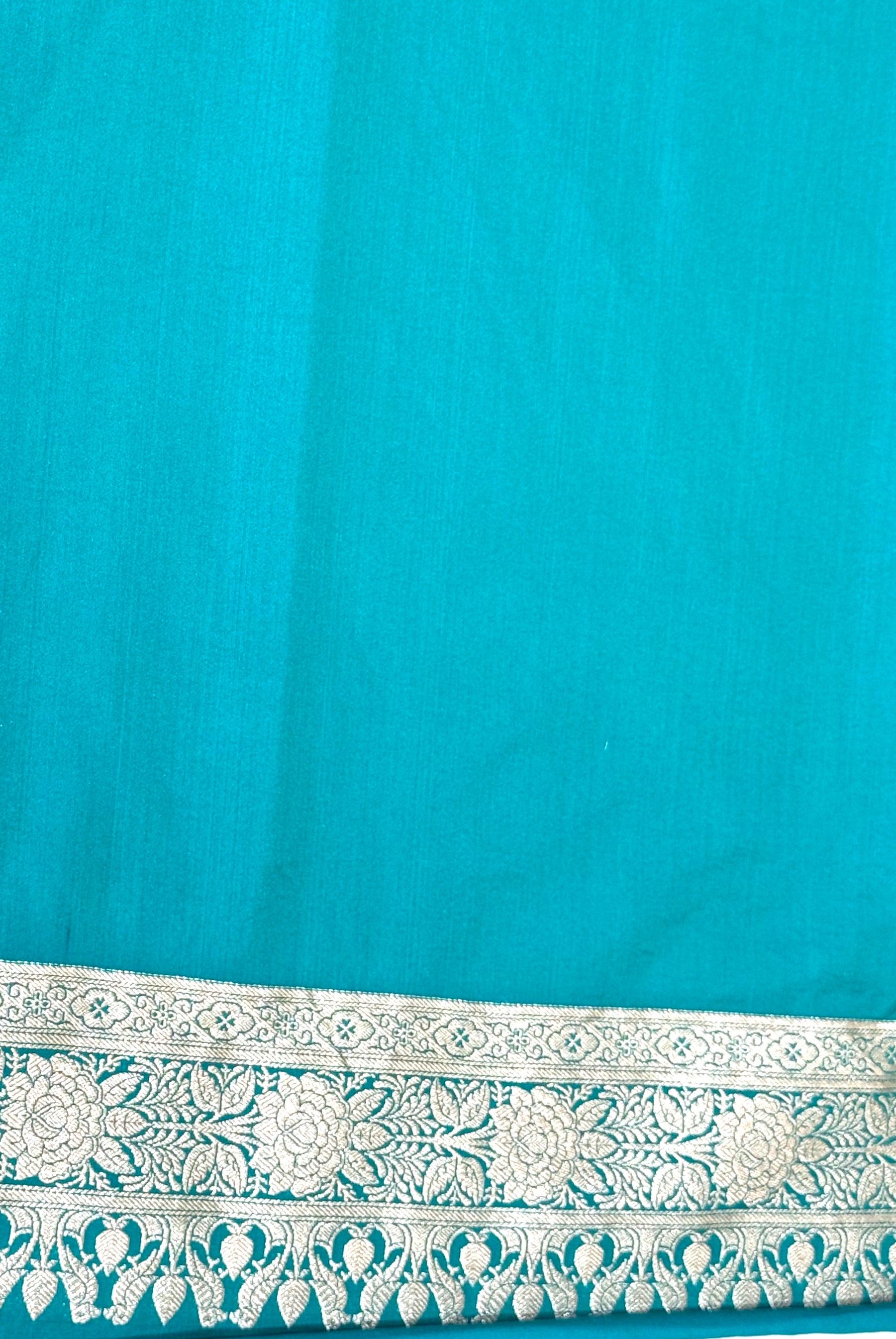 Handwoven Turquoise Banarasi Ahinsa Silk saree