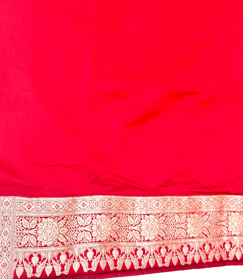 Handwoven Red Banarasi Ahinsa Silk saree