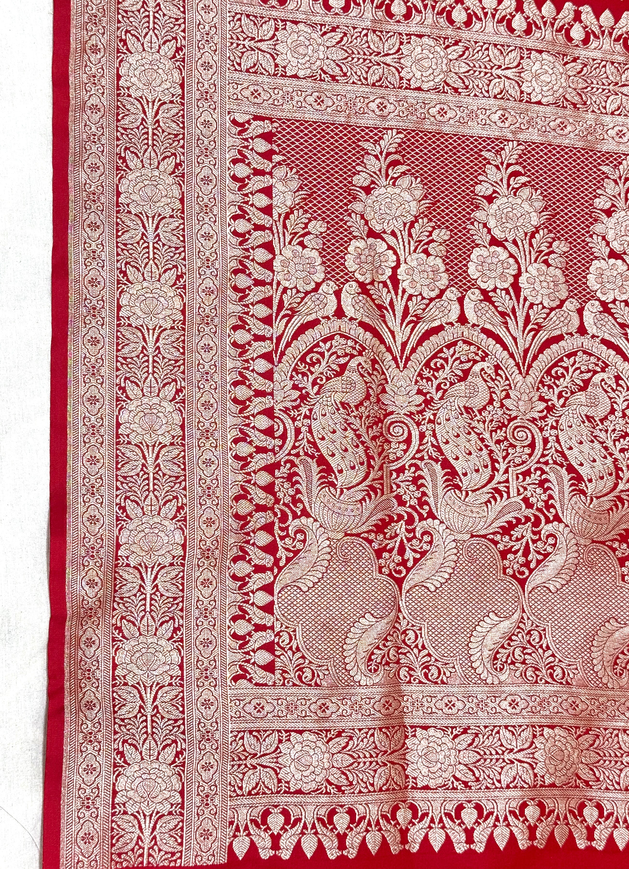 Handwoven Red Banarasi Ahinsa Silk saree