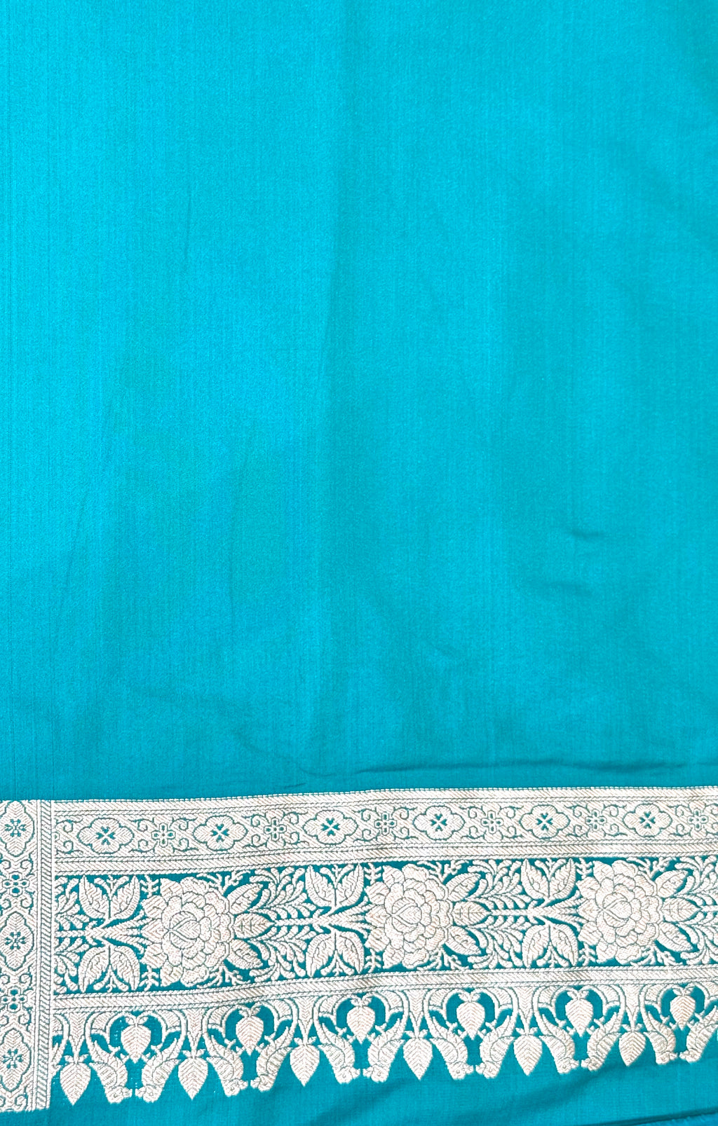 Handwoven Teal Blue Banarasi Ahinsa Silk Saree