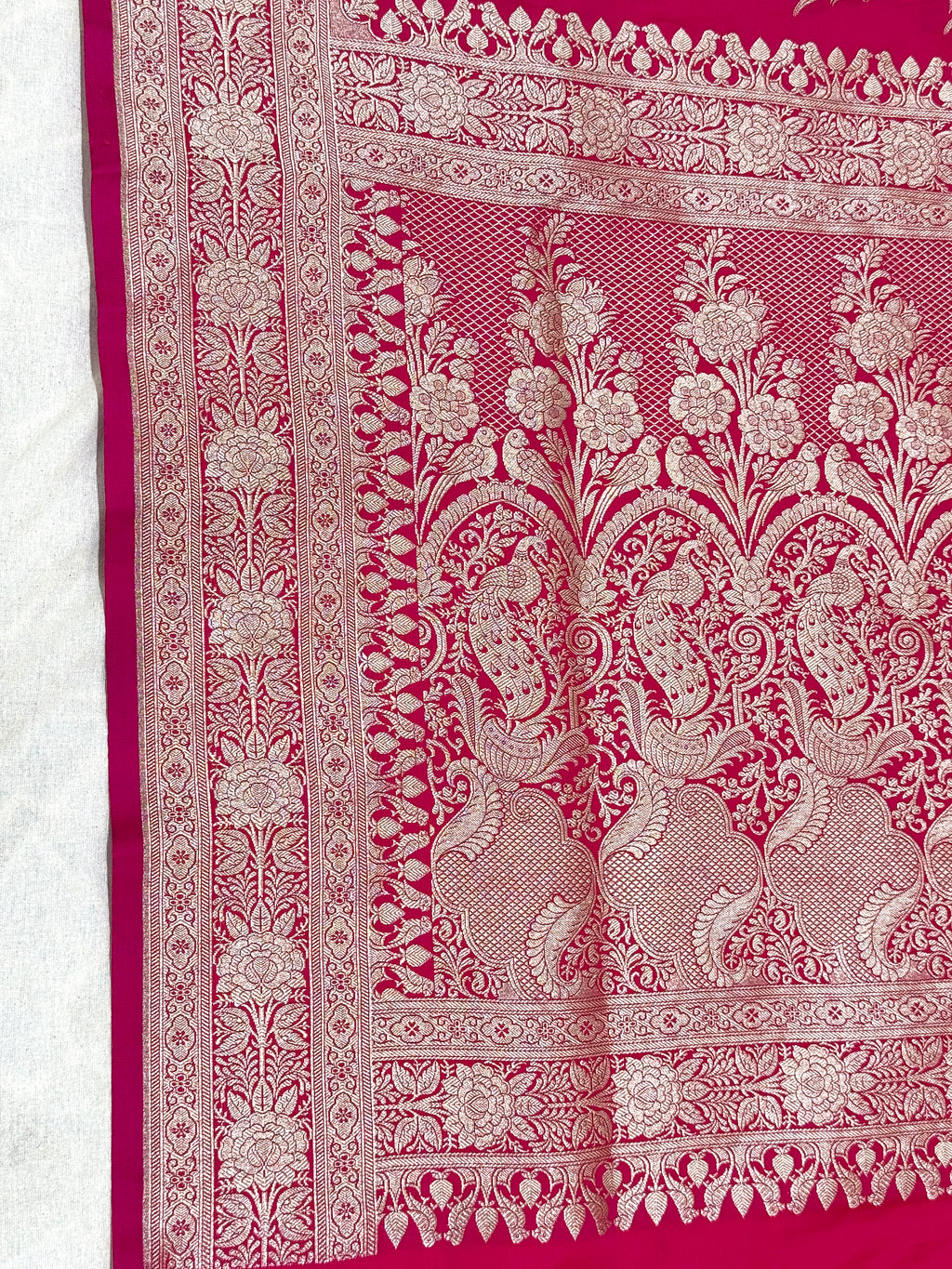 Handwoven Hot Pink Banarasi Ahinsa Silk Saree