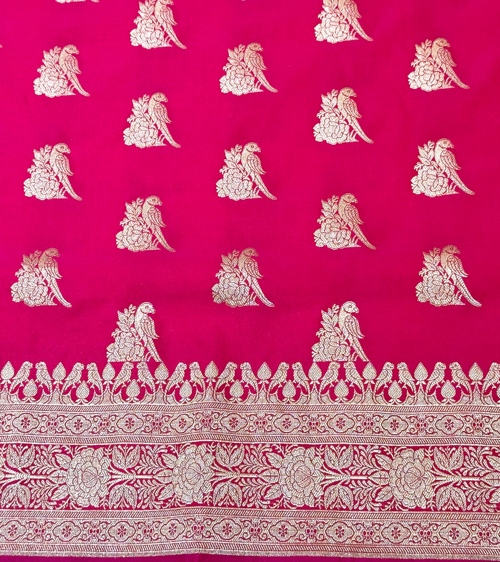 Handwoven Pink Banarasi Ahinsa Silk saree