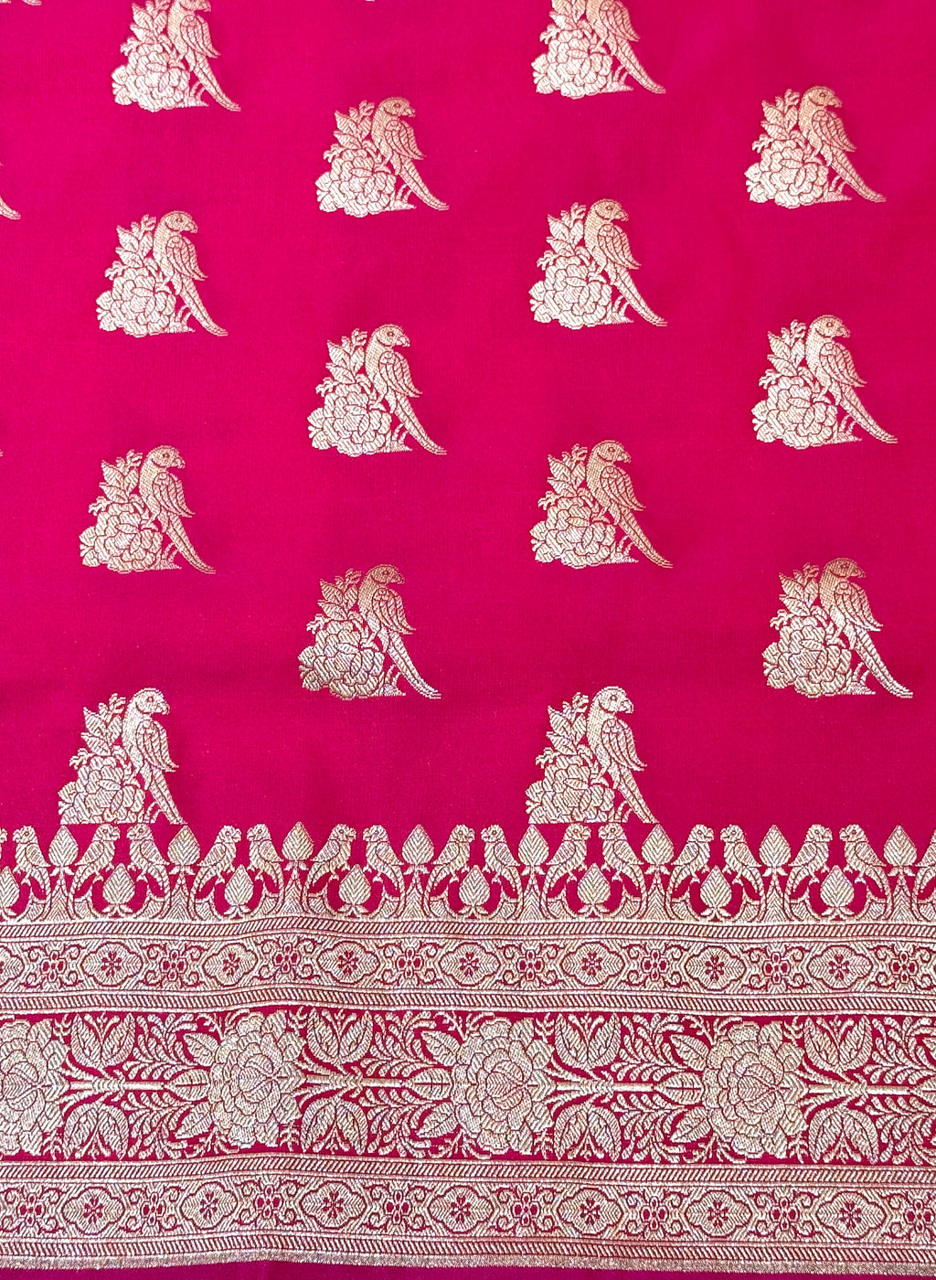 Handwoven Hot Pink Banarasi Ahinsa Silk Saree