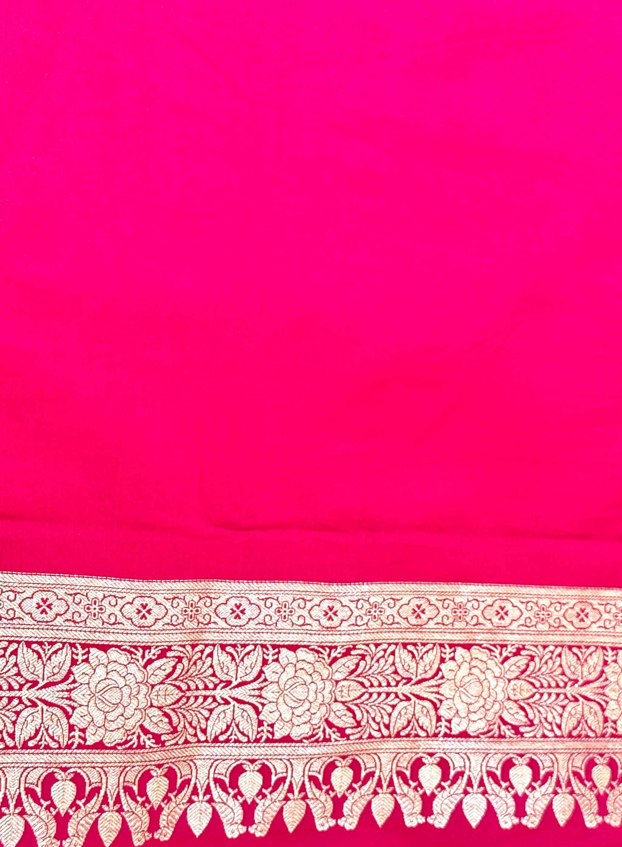 Handwoven Hot Pink Banarasi Ahinsa Silk Saree