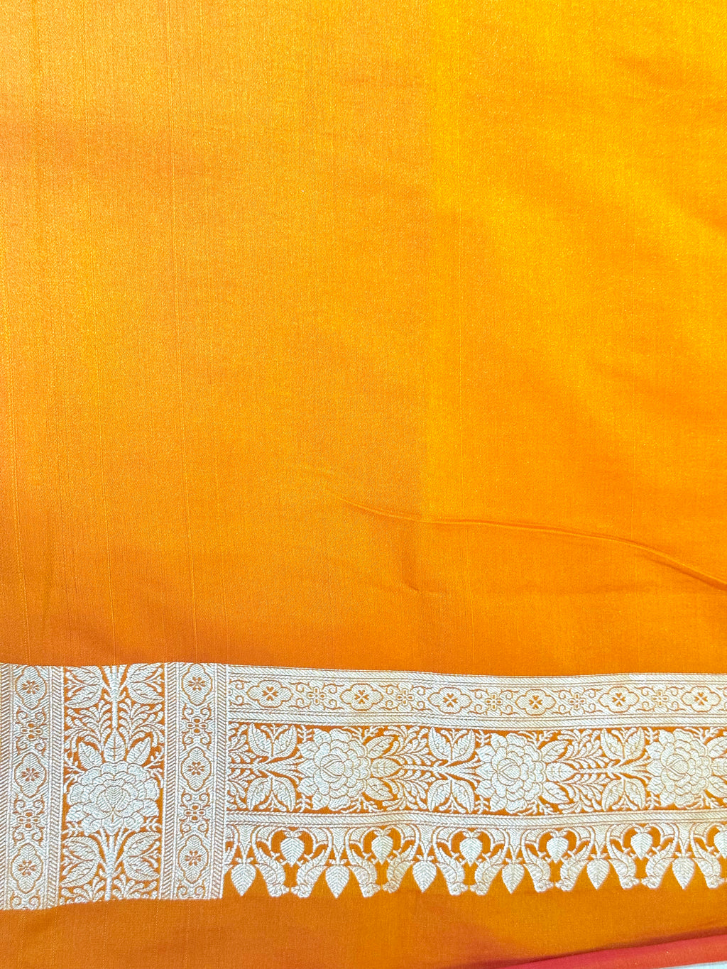 Handwoven Orange Banarasi Ahinsa Silk saree