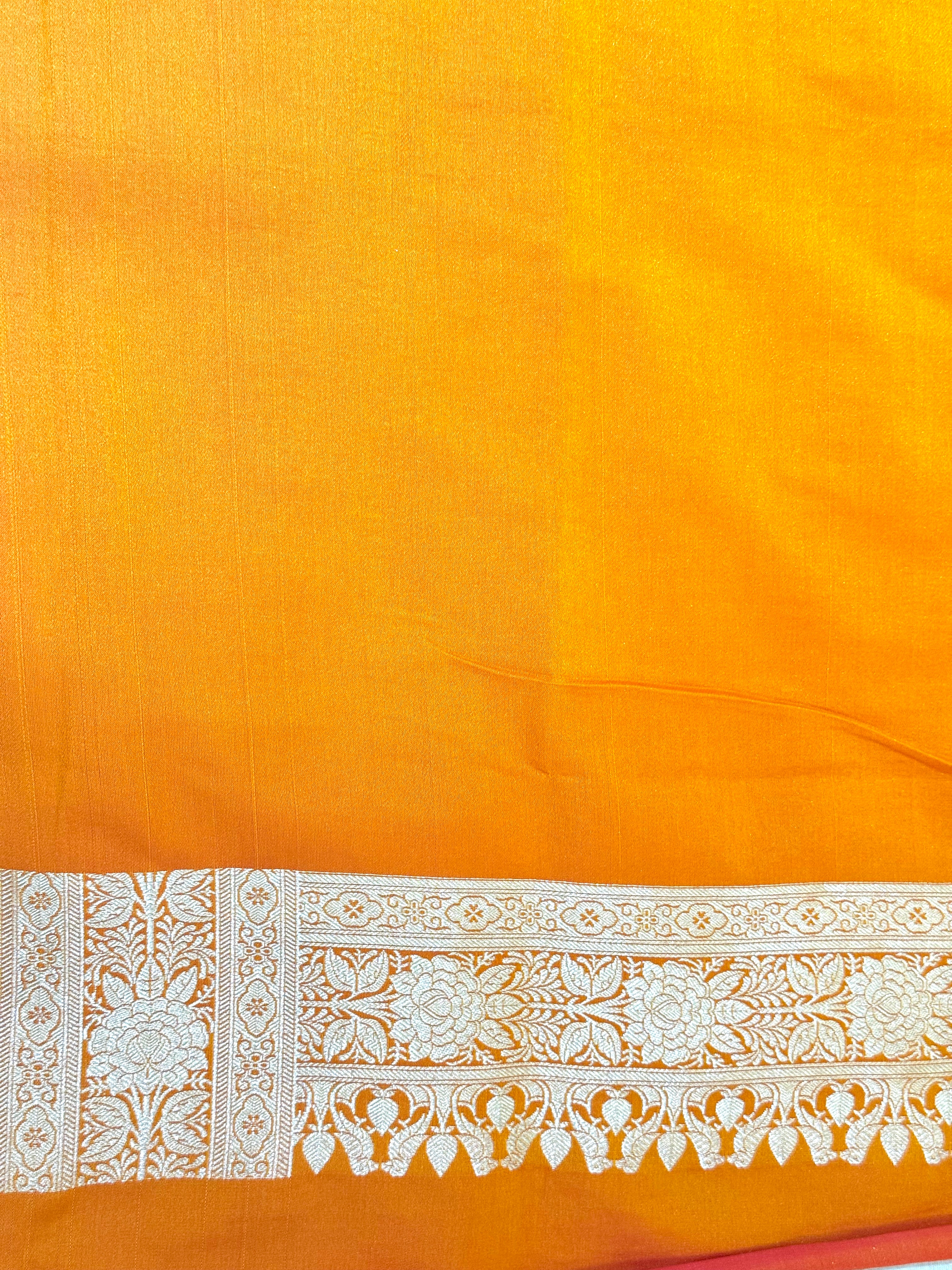 Handwoven Orange Banarasi Ahinsa Silk saree