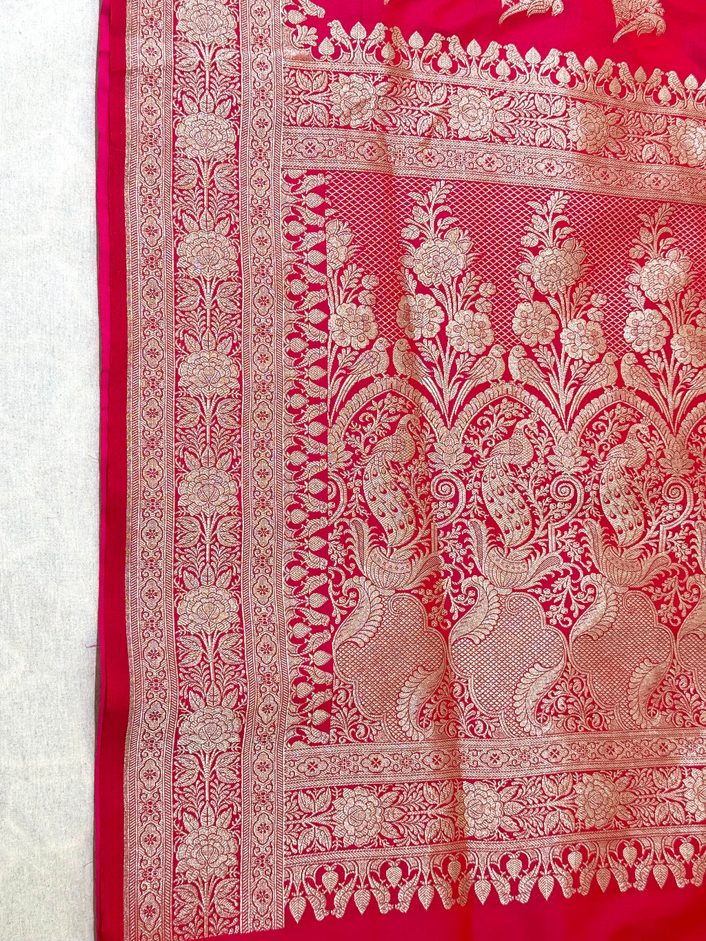 Handwoven Red Banarasi Ahinsa Silk Saree