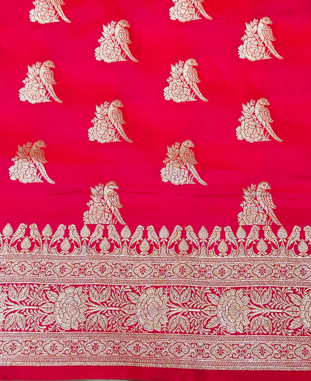 Handwoven Red Banarasi Ahinsa Silk Saree