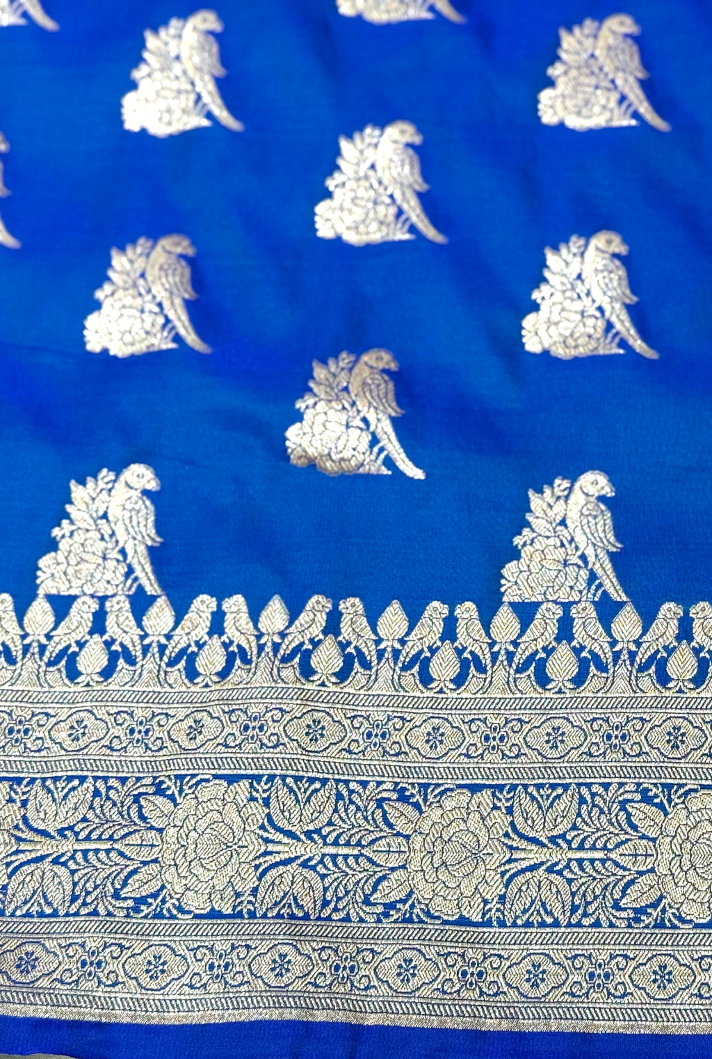 Handwoven Royal Blue Banarasi Ahinsa Silk Saree
