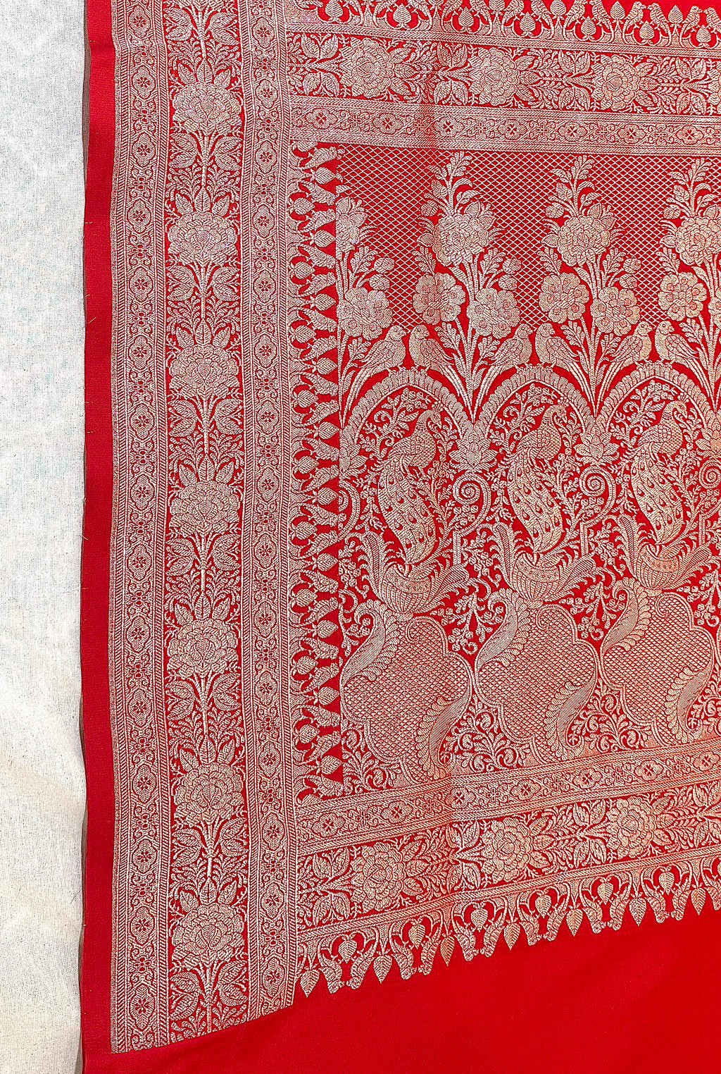 Handwoven Red Banarasi Ahinsa Silk Saree